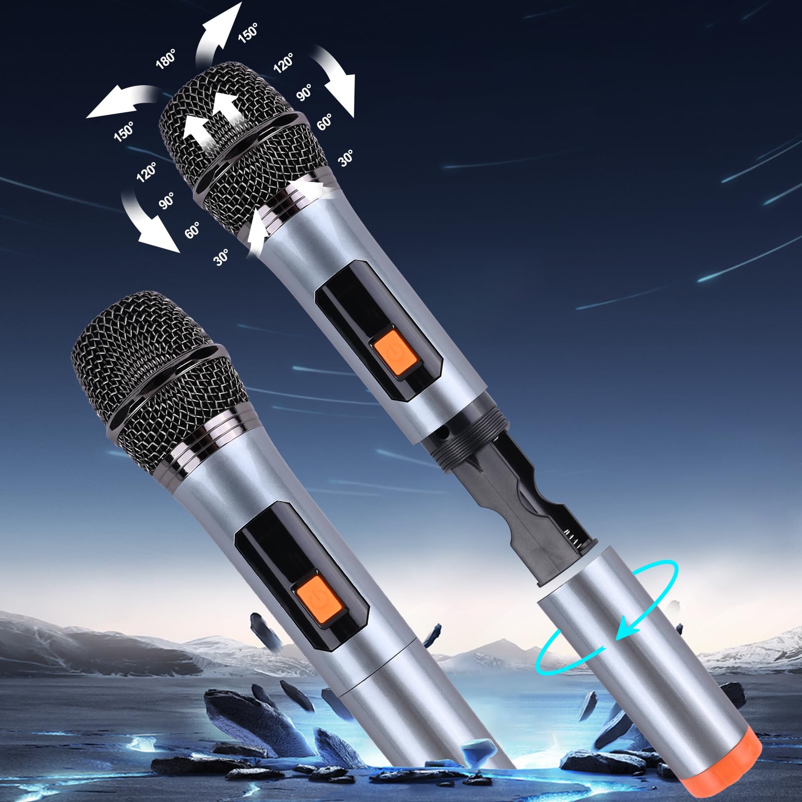 TYOTY Karaoke Machine with 2 Wireless Microphones, Portable PA System Big Bluetooth Speaker with LED Lights, Remote Control Support Bass/Treble Adjustment, TF Card/USB, REC for Adult Kids Home Party