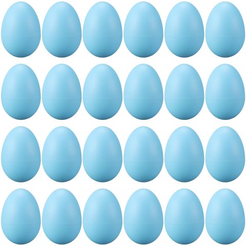 24 Pcs Sky blue Egg Shakers – Plastic Easter Egg Instruments Percussion Maracas Egg for Adult Early Education Toys for Learning DIY Painting (Sky blue)