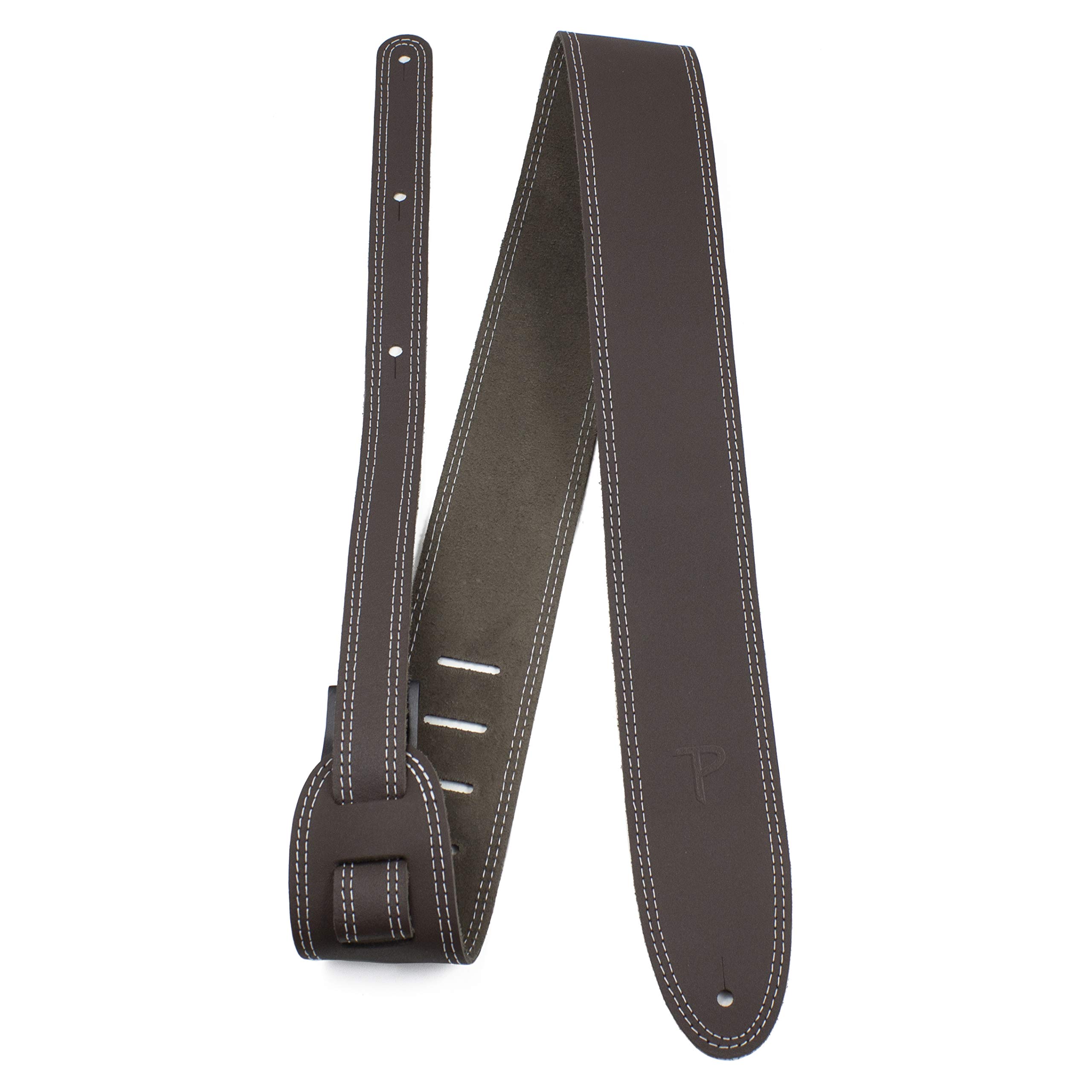 Perri’s Leathers, 41″-56″, Brown, Double Stitched Leather Guitar Strap, Boutique & Fits Fender Electric, Cool, Custom, Adjustable, Durable Design, Acoustic & Bass Guitar Straps for Electric