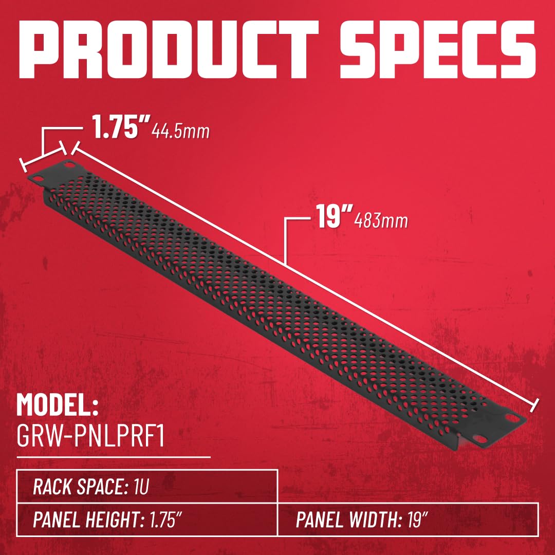 Gator Rackworks Universal Rack Mounted Perforated Flanged Panel Accessory; 1U Size (GRW-PNLPRF1)