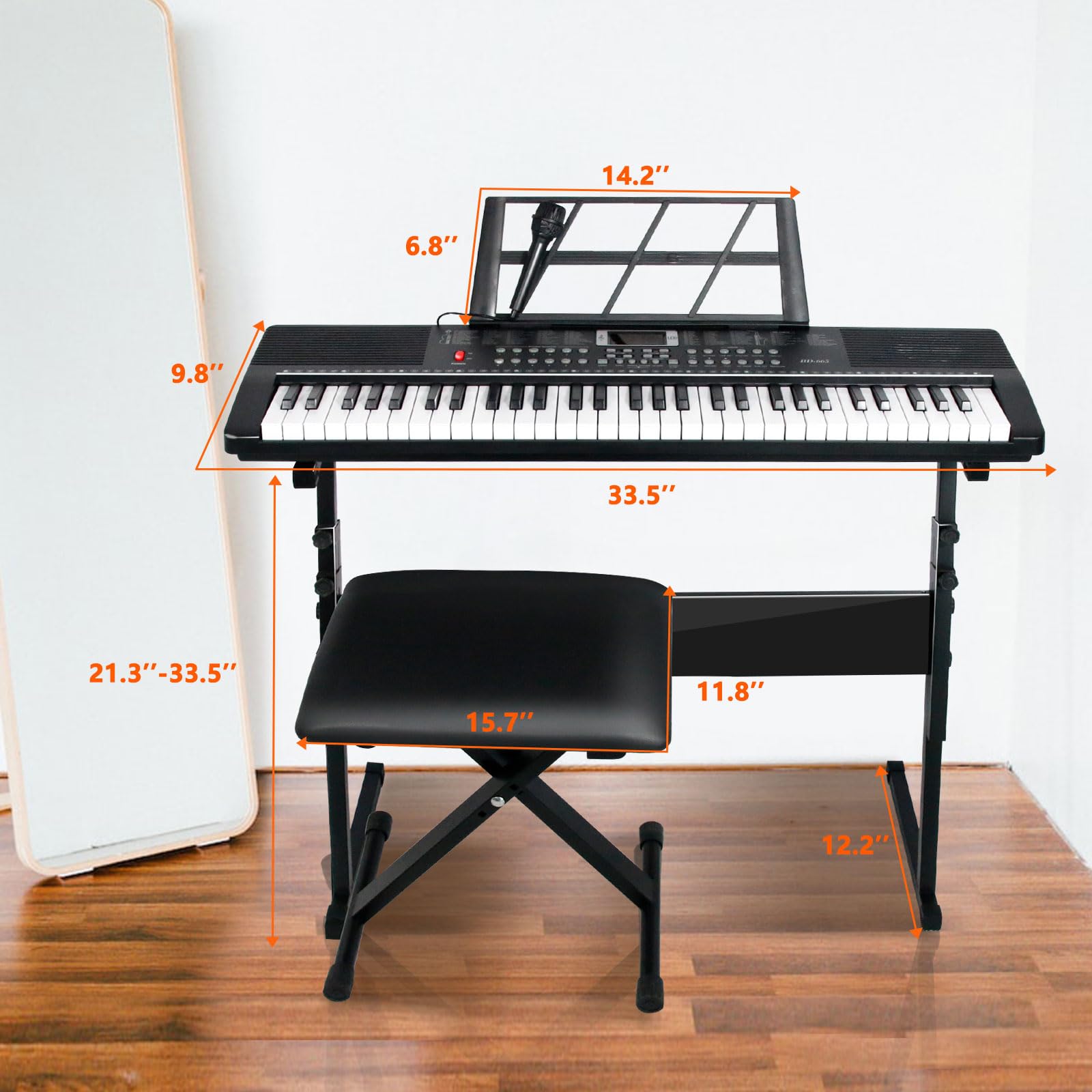 AQNIEGEP 61 Key Electric Keyboard Piano for Beginners w/Light-Up Keys