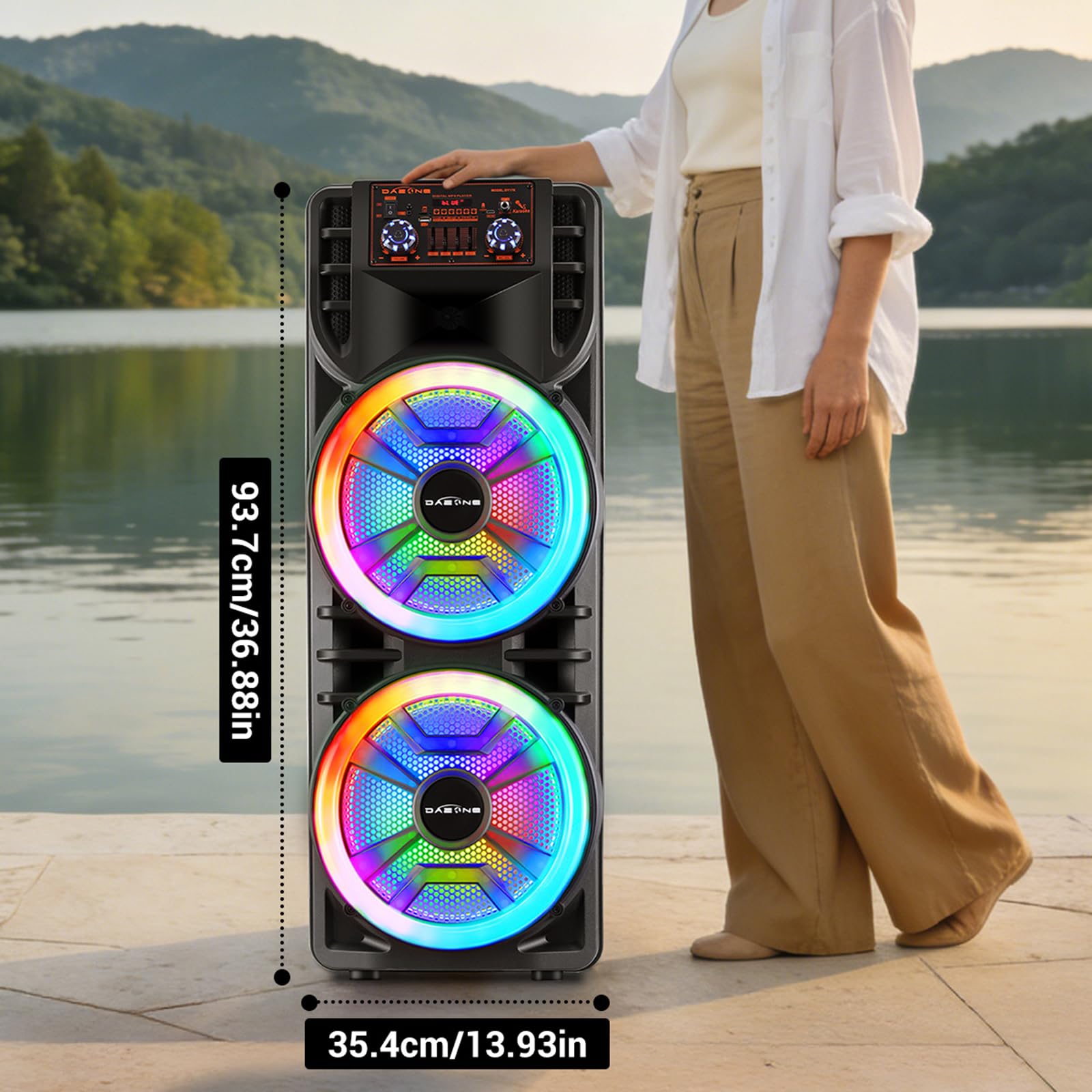 ROXAAN Wireless Party Bluetooth Speaker with Dual 12 Inches Woofers