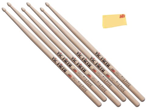 Vic Firth SPE3 Signature Series Peter Erskine Big Band Drumsticks – 3-Pack Bundle with Austin Bazaar Polishing Cloth