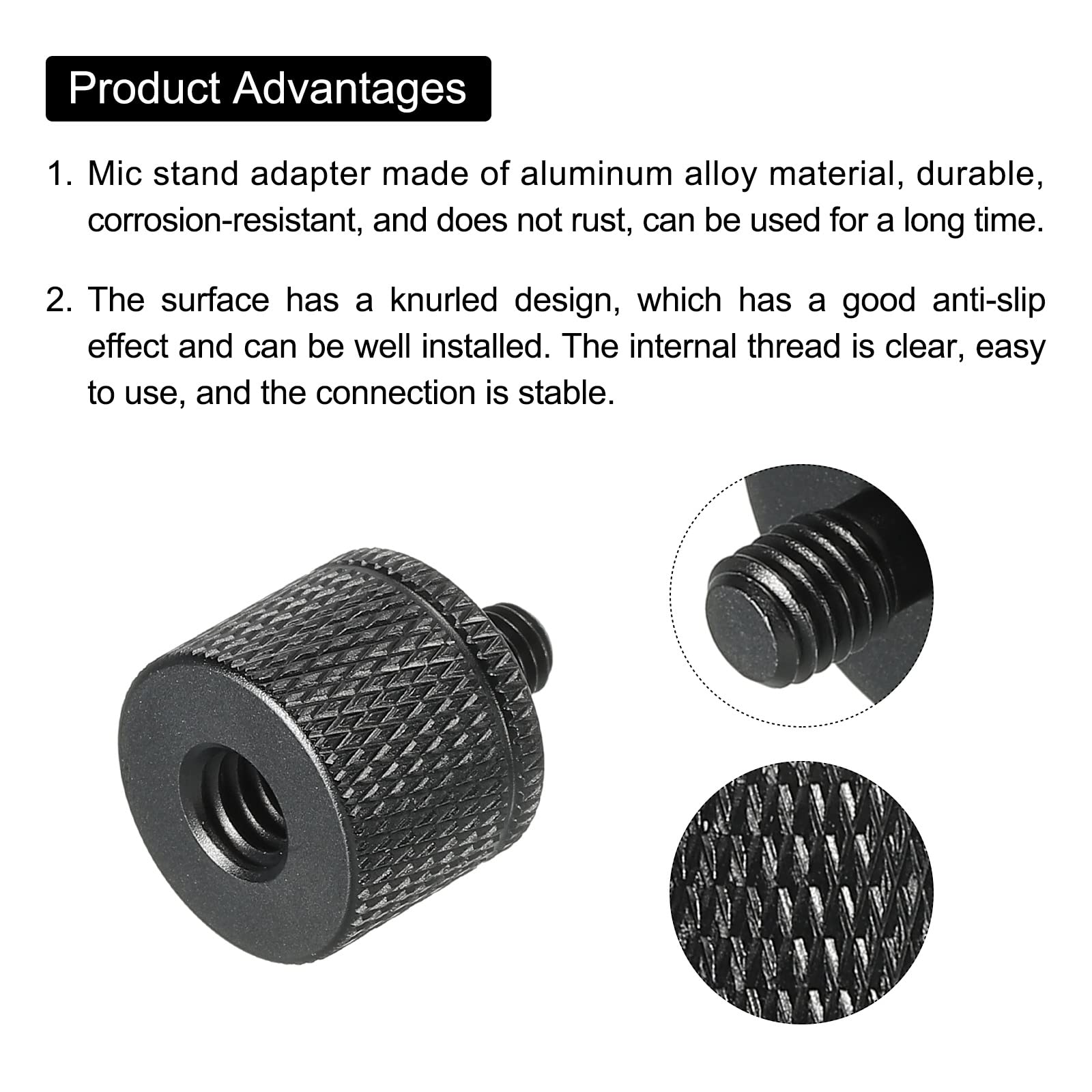 MECCANIXITY Mic Stand Adapter 1/4 Female x M5 Male Camera Screw,Black 2 Pcs