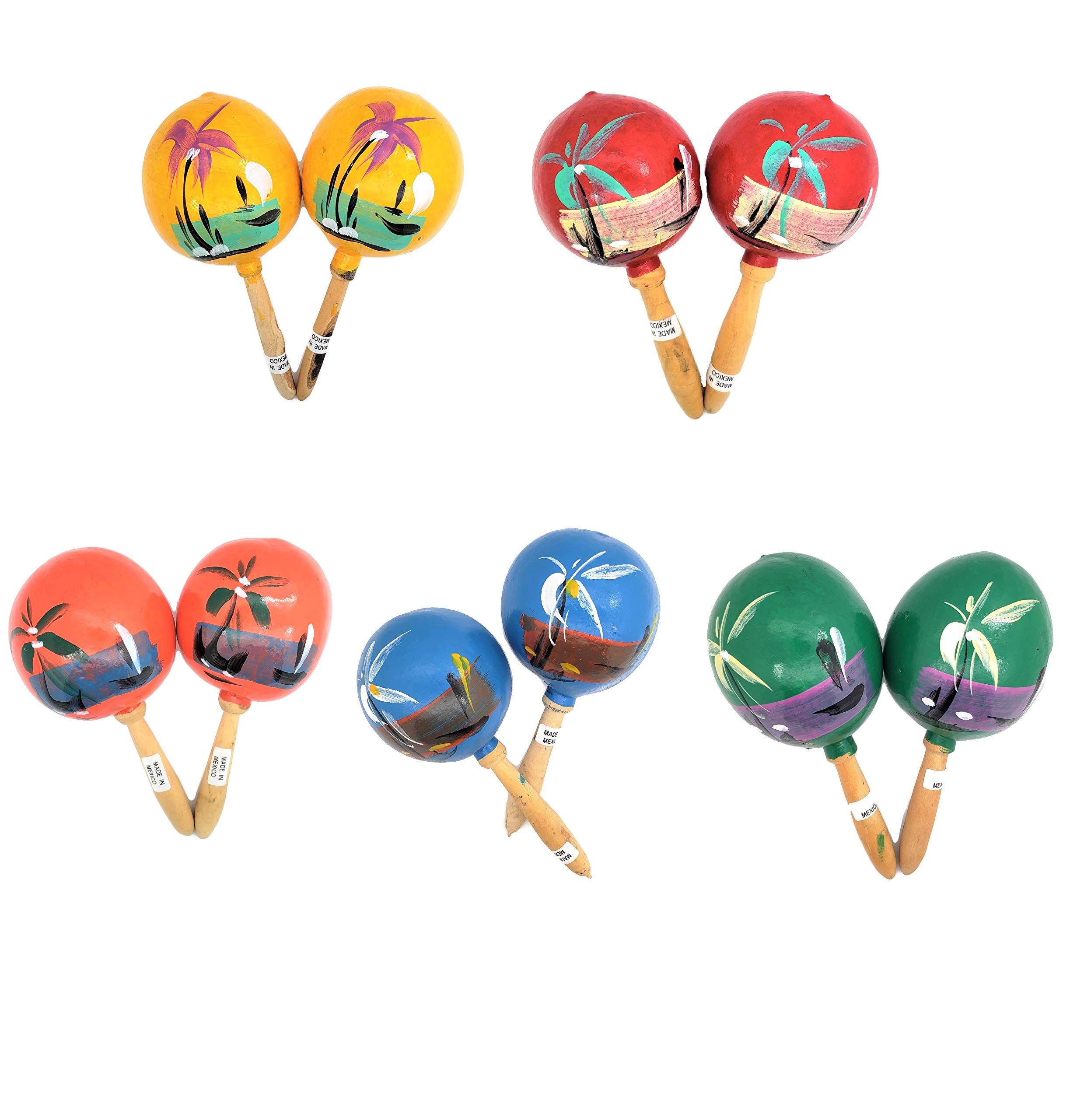 Zugar Land 8″ Hand Made Wooden Maracas Hand Painted (Blue) 1 Pair
