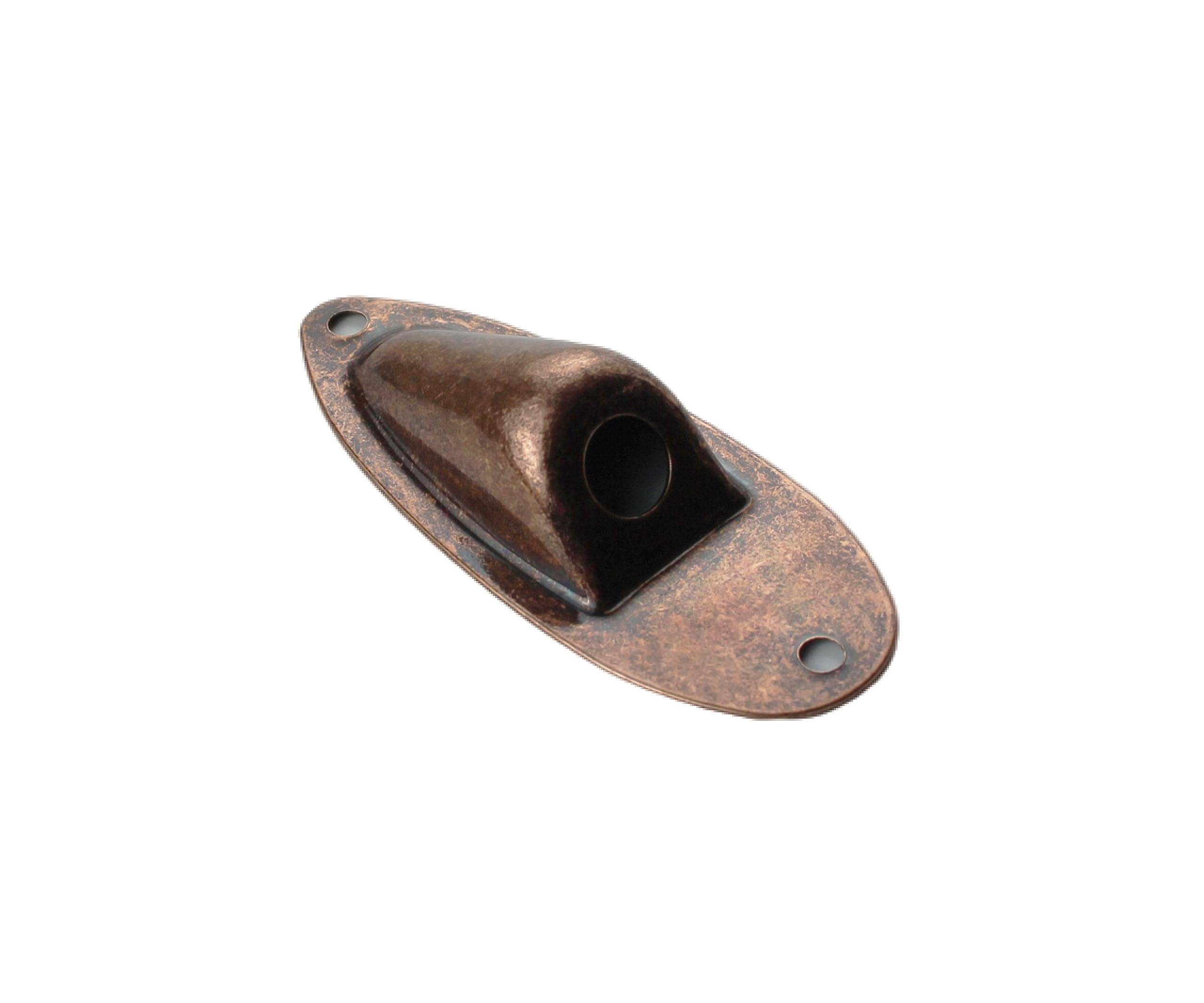 Guyker 1 Piece Oval Curved Metal Jack Plate Jackplate for Electric Guitar Bass, HJ001 Bronze