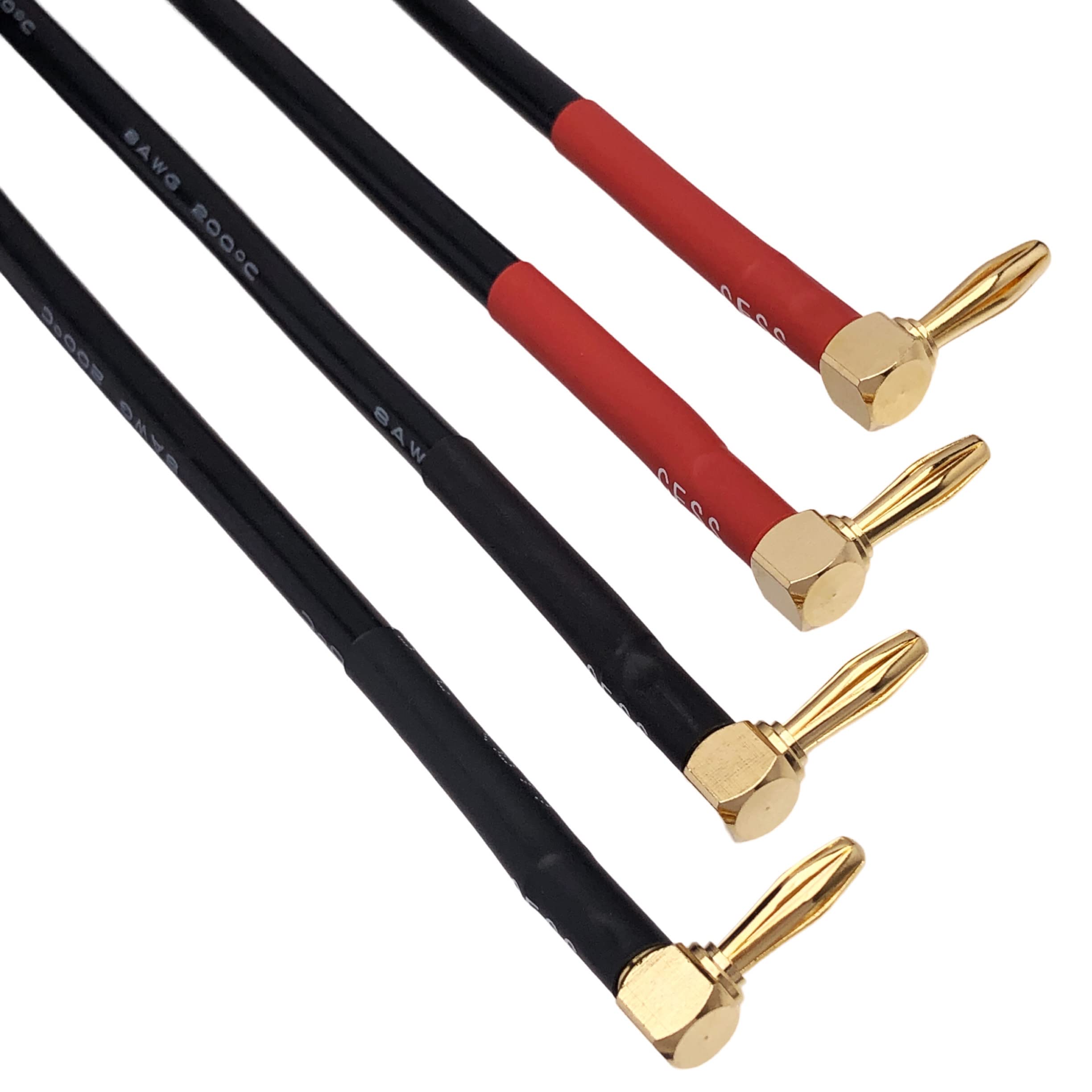 CNCESS Right-Angle Banana Jumper Cable, 8AWG, 4-Pack (18 Inches)