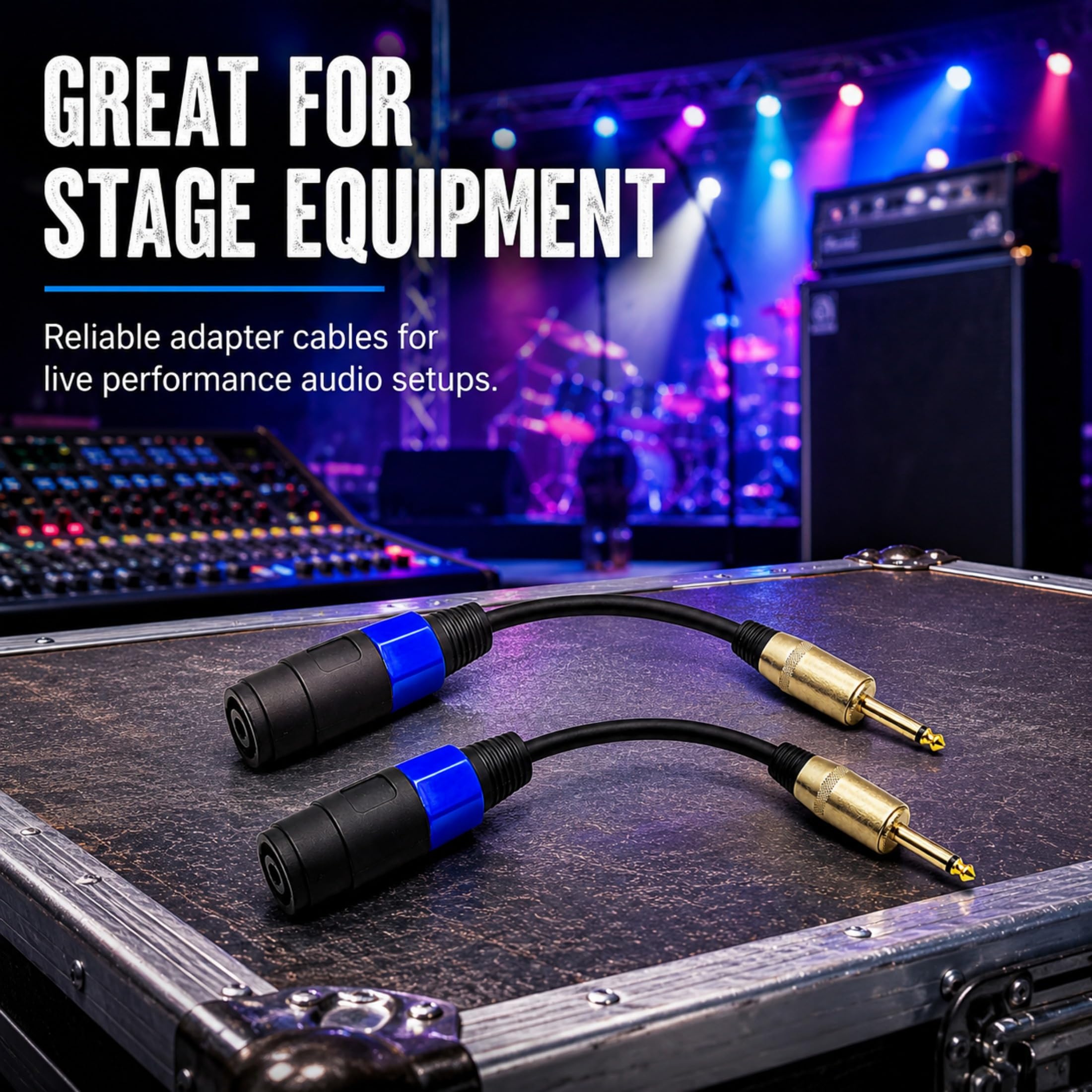 KOOKFJLLZ 12AWG OFC 1/4″ TS Male to Speakon NL4 Female Cable – 6 Inch 6.35mm Speaker Cable 2 Pack for QSC, Crown, Yamaha Power Amplifiers, PA Systems & Stage Monitors