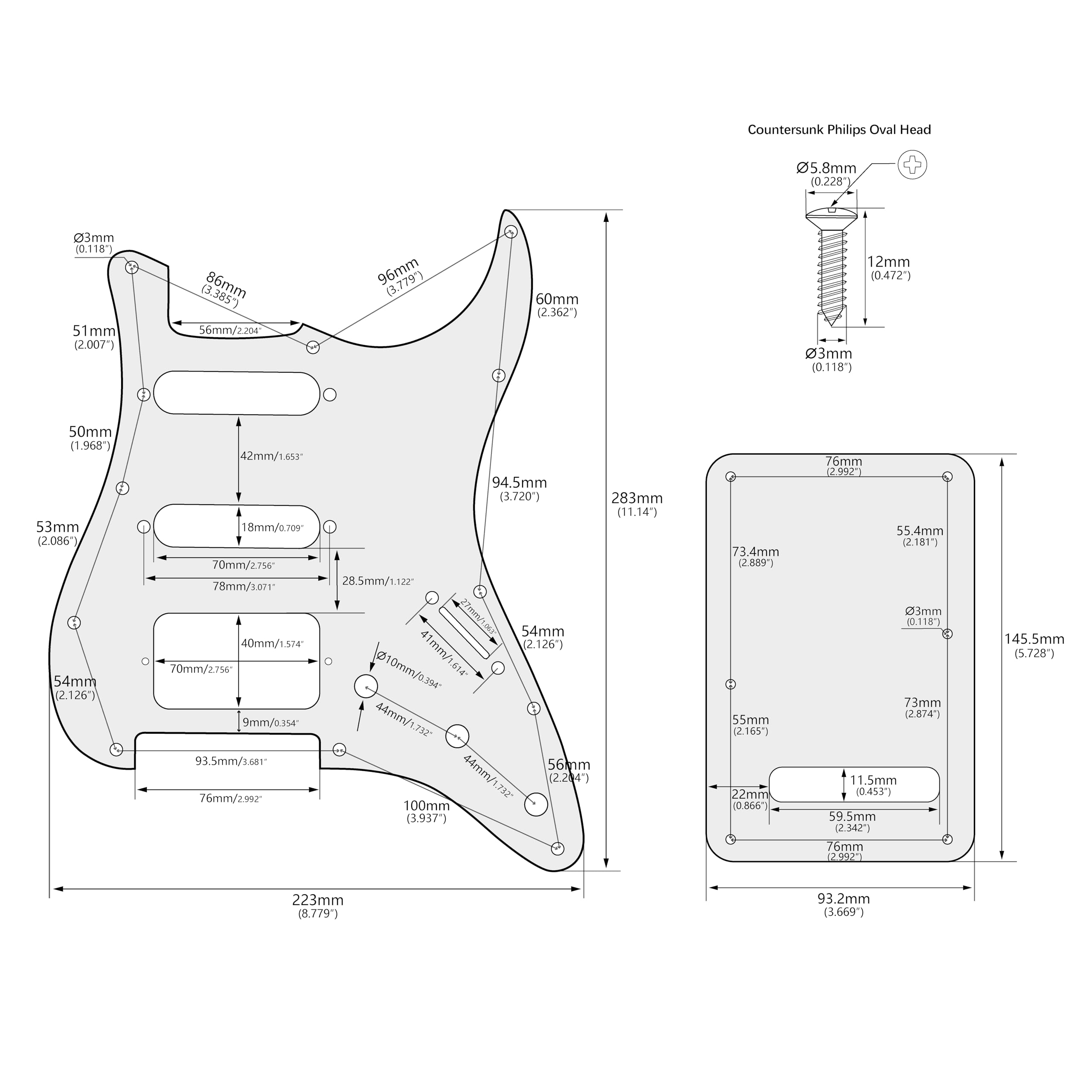 Banworks 1-Ply Electric Guitar HSS Pickguard & Backplate Tremolo Cover Set