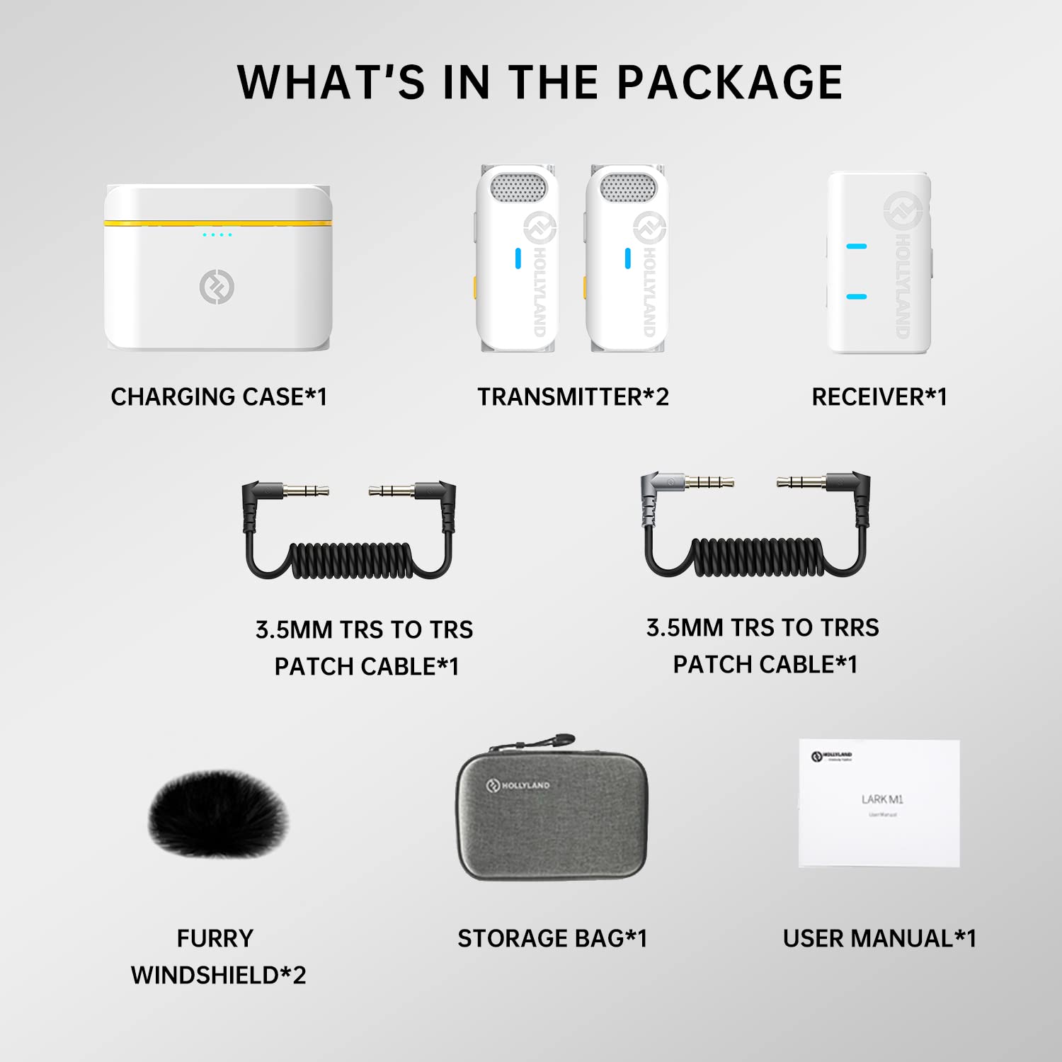 Hollyland Lark M1 Wireless Lavalier Microphone with Noise Cancellation, 656ft Transmission,8H Battery Life, Compact Wireless Lapel Microphone for DSLR Cameras/iPhone/Android/Live Streaming-White