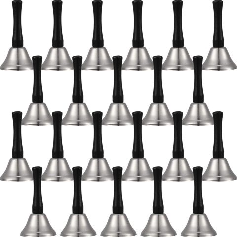 Boao 24 Pack Small Hand Bells Bulk Metal Wedding Bells, Silver
