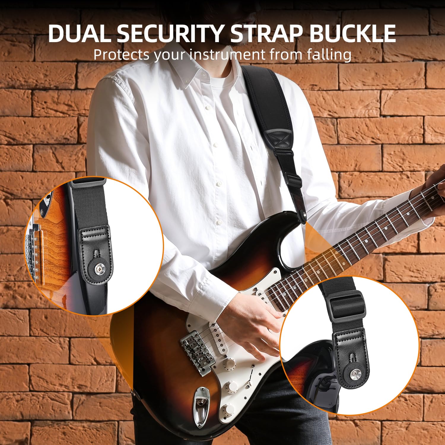 LEKATO Bass Guitar Strap 3.2″ Wide Padded Guitar Strap, Adjustable 44″- 56″
