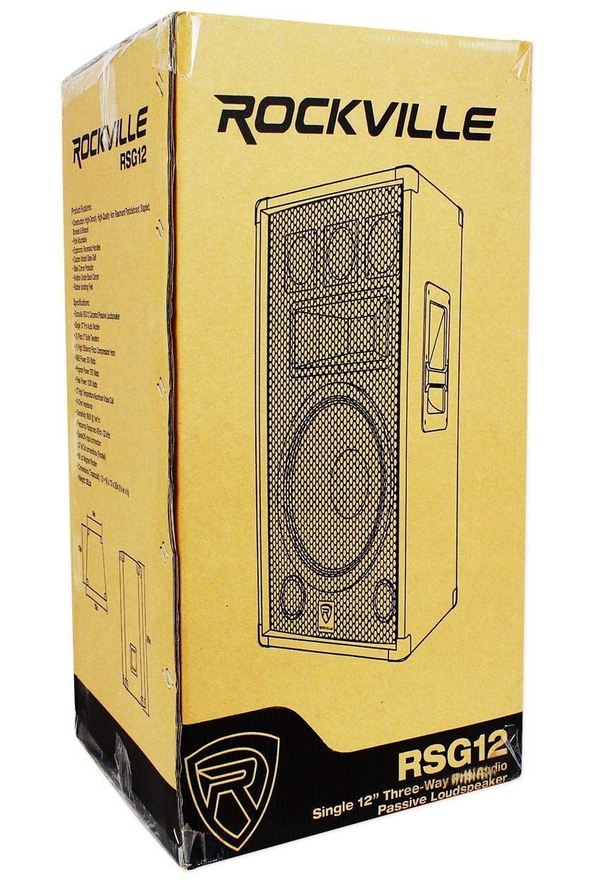 Rockville RSG12 12″ 3-Way 8-Ohm Passive DJ Pro Audio PA Speaker, 2-Pack
