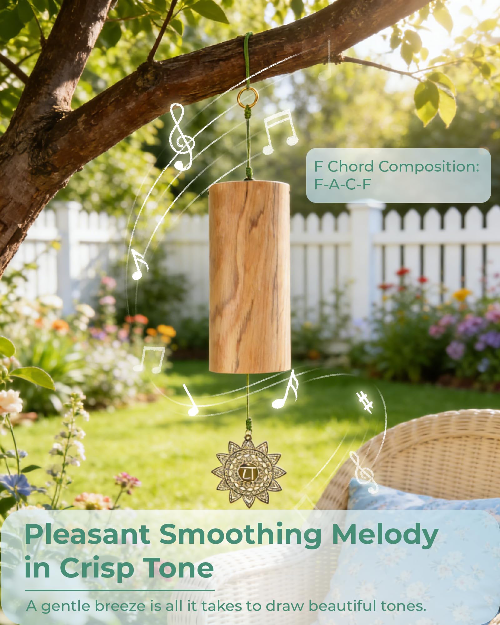 Bamboo Wind Chimes for Outside, Handmade Windchimes for Indoor and Outdoor