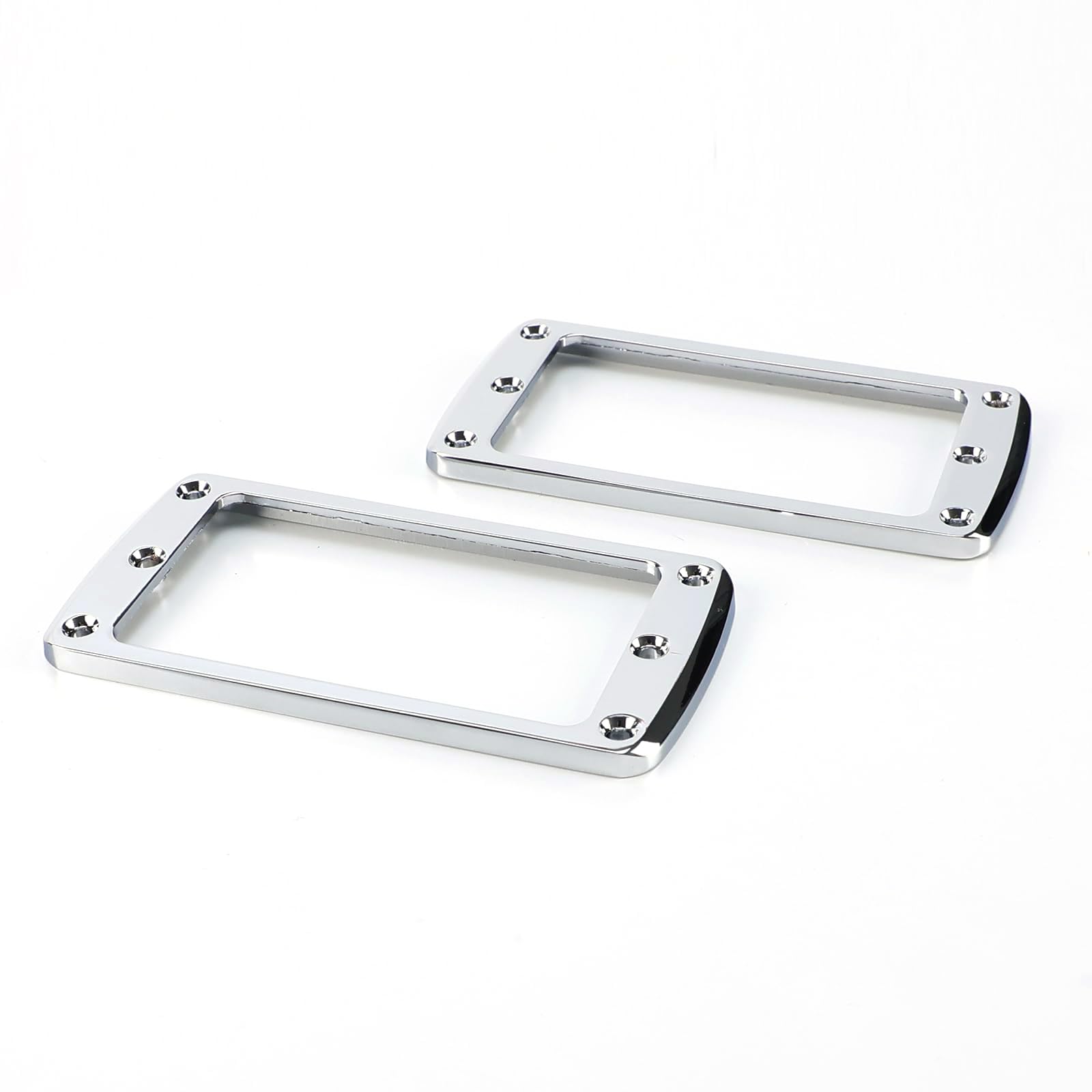 OVSAL 2 PCS Metal Electric Guitar Humbucker Pickup Ring Neck and Bridge Pickup Frame Mounting Flat Bottom Fit for Flat Body Strat Les Paul Style Electric Guitar Replacement Parts(Chrome 4mm×6mm)