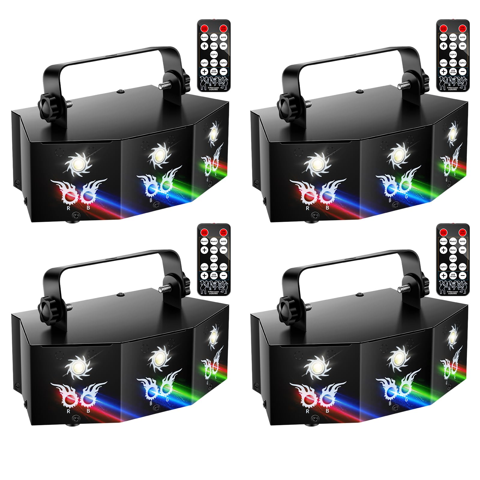 U`King Party Lights DJ Disco Light,9 Lens Stage Lighting Support DMX512 and Sound Activated with Remote Control Laser Lights for Parties Birthday Wedding Karaoke Bar KTV Club Stage Live Show(4 PCS)