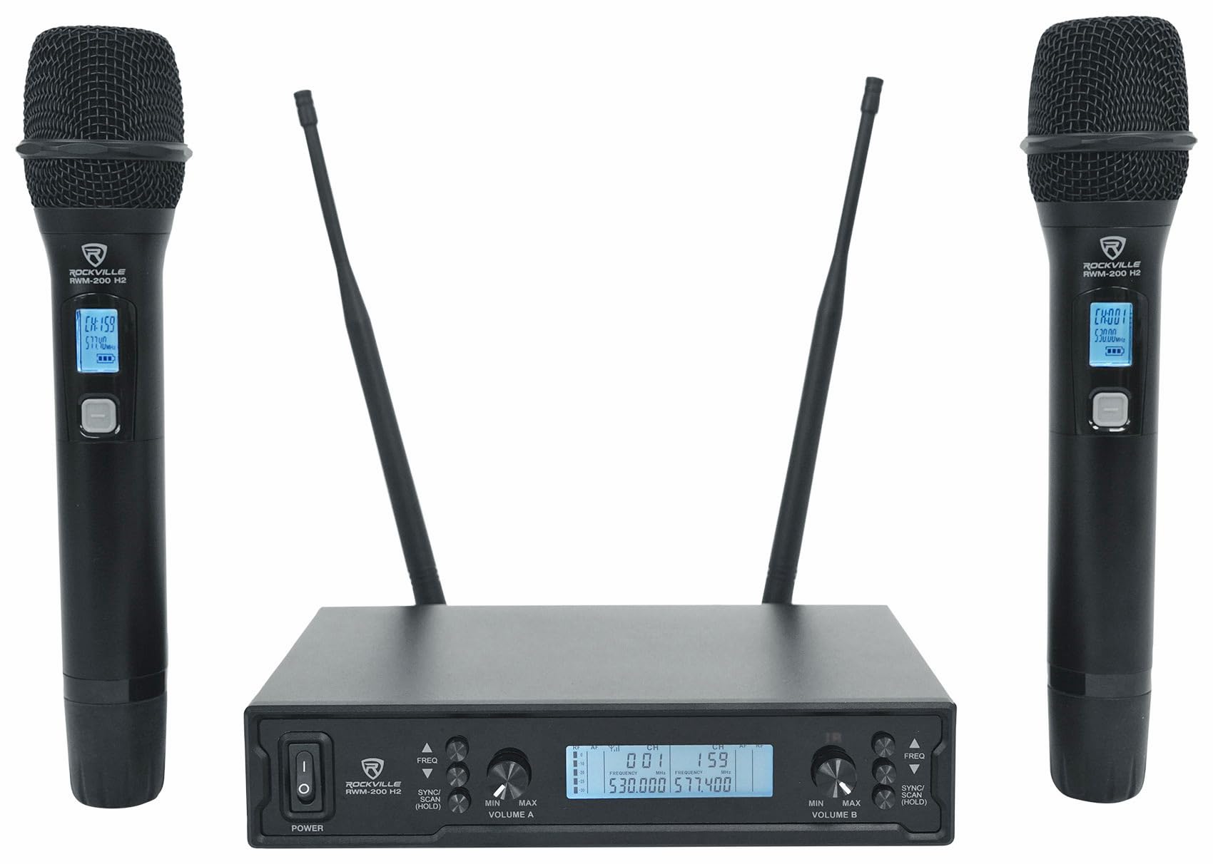 Rockville RPG2X10 10″ PA Speaker Pair with Mixer and 2 UHF Wireless Mics