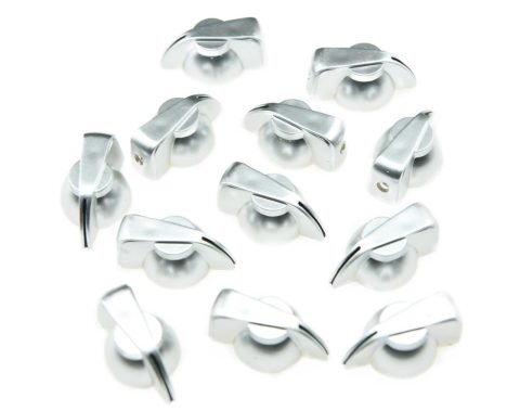 Dopro Pack of 12 Flat Top Guitar Chicken Head Knob AMP Effect pointer Knob Silver
