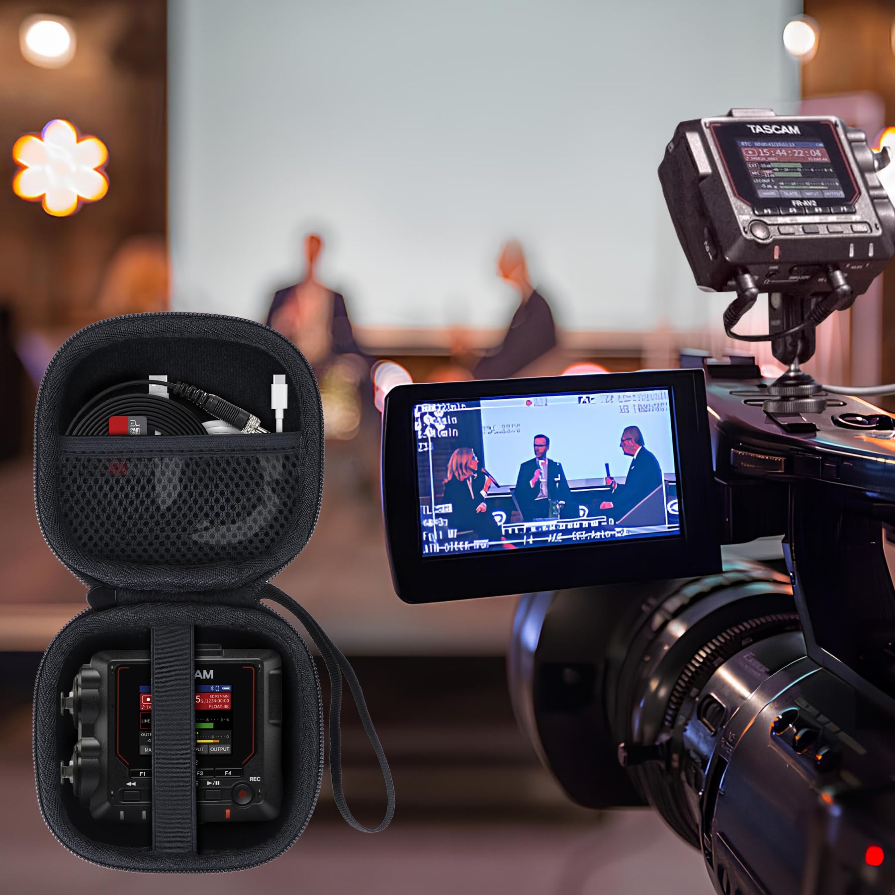 Lebakort Storage Case Compatible with TASCAM FR-AV2 Compact 32-bit Float Field Recorder Timecode Generator Mixer