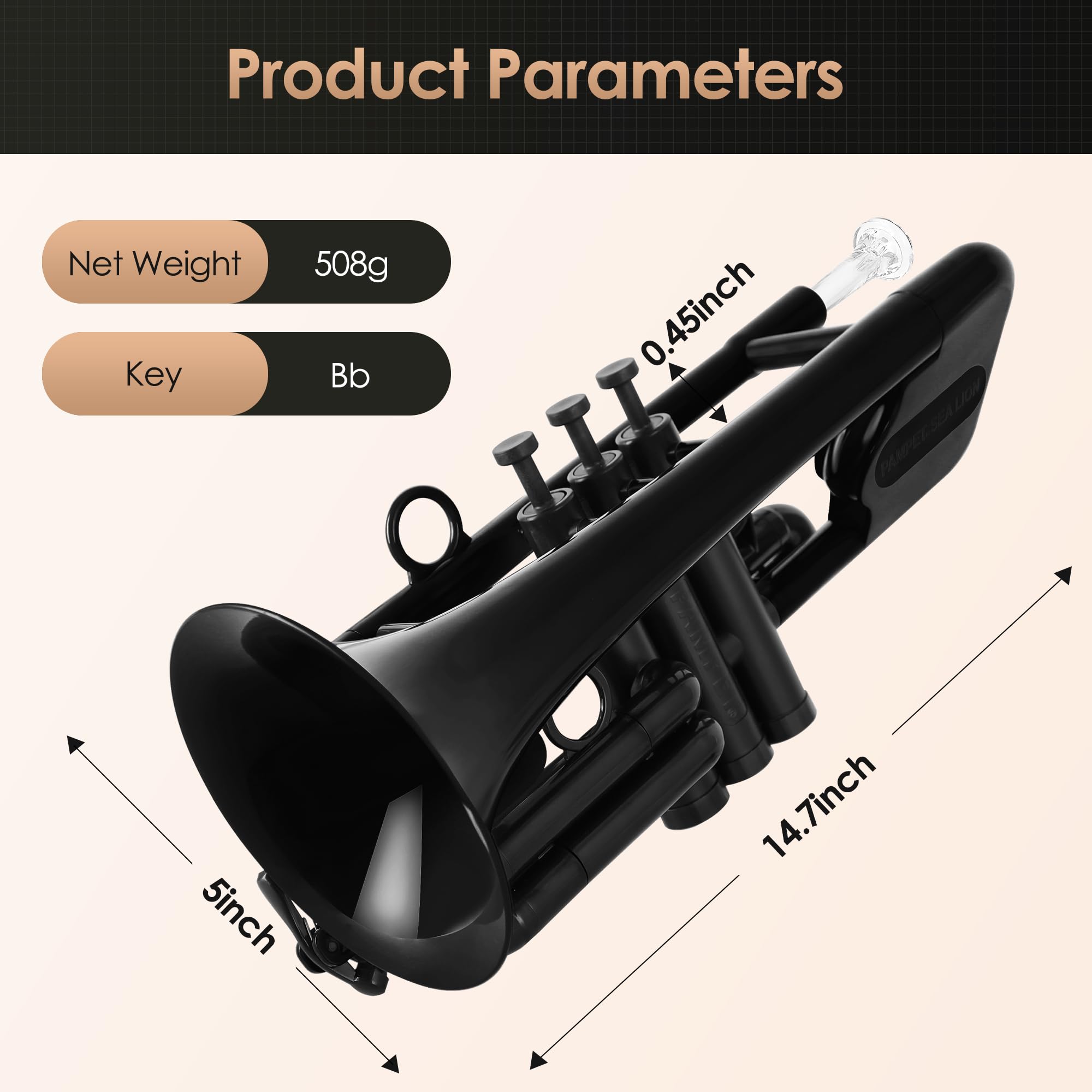 PAMPET SEA LION Plastic Bb Trumpet for Advanced Student Beginner White