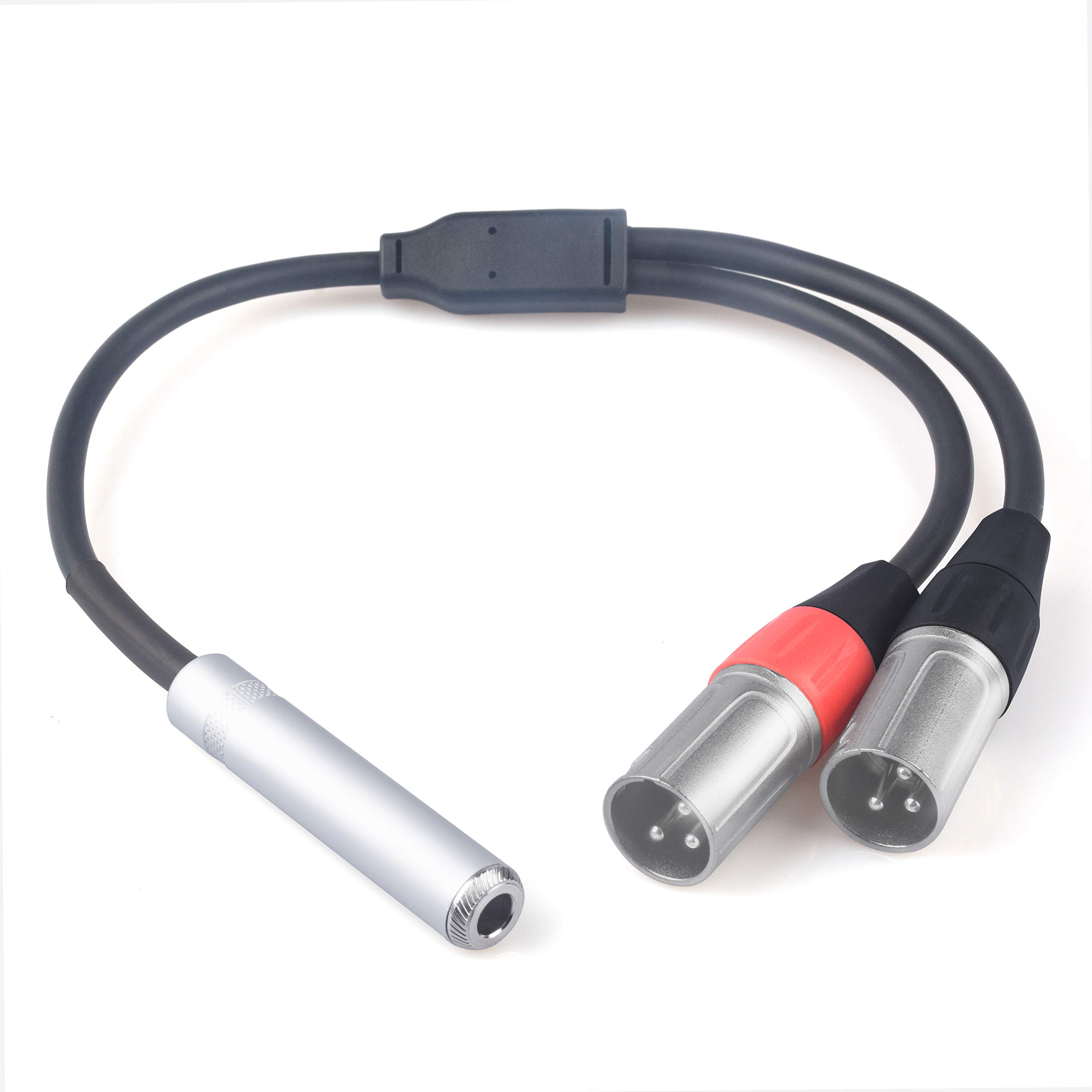 Devinal 1/4 inch Female to Dual XLR Breakout Cable, 6.35mm TRS to 2 XLR Male Audio Converter, 1FT Y Splitter Cord Wire