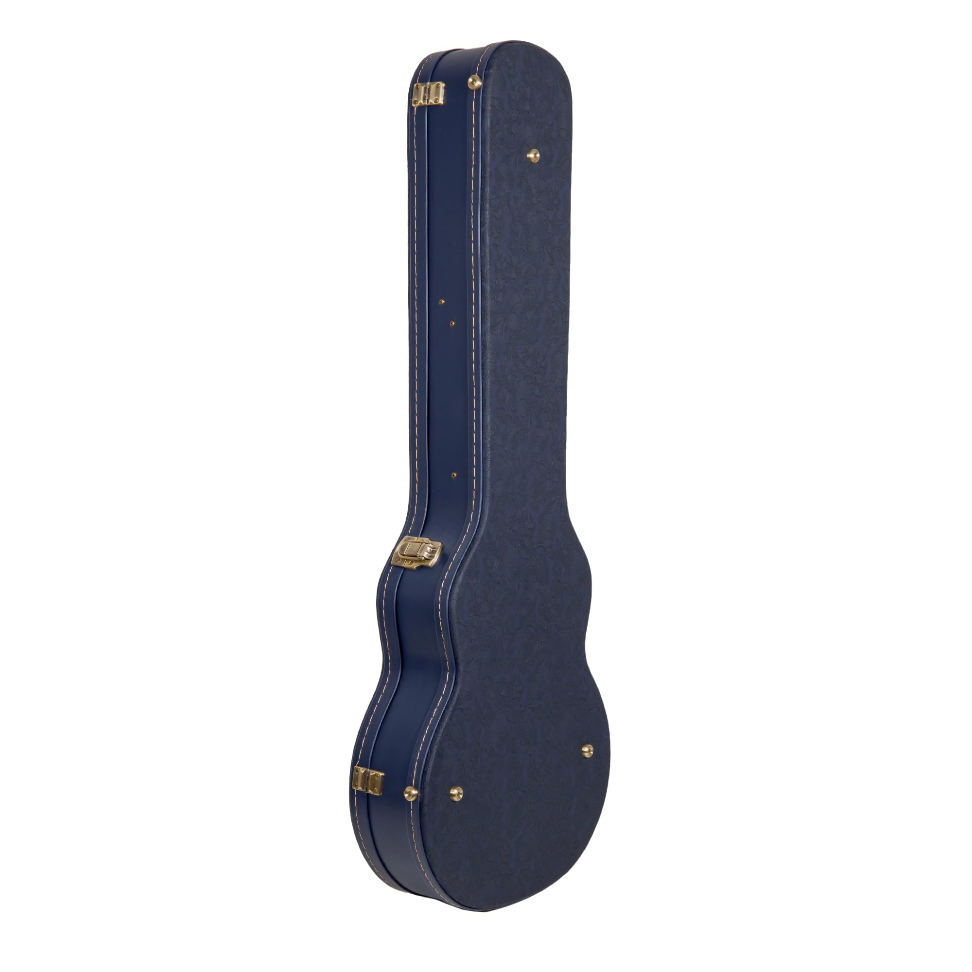 Crossrock Relief Series Les Paul Guitar Case for Single-Cut Electric Guitars | Carved Ocean Blue Finish, Deep Scarlett Velvet Interior, Lock – Premium Wooden Hardshell