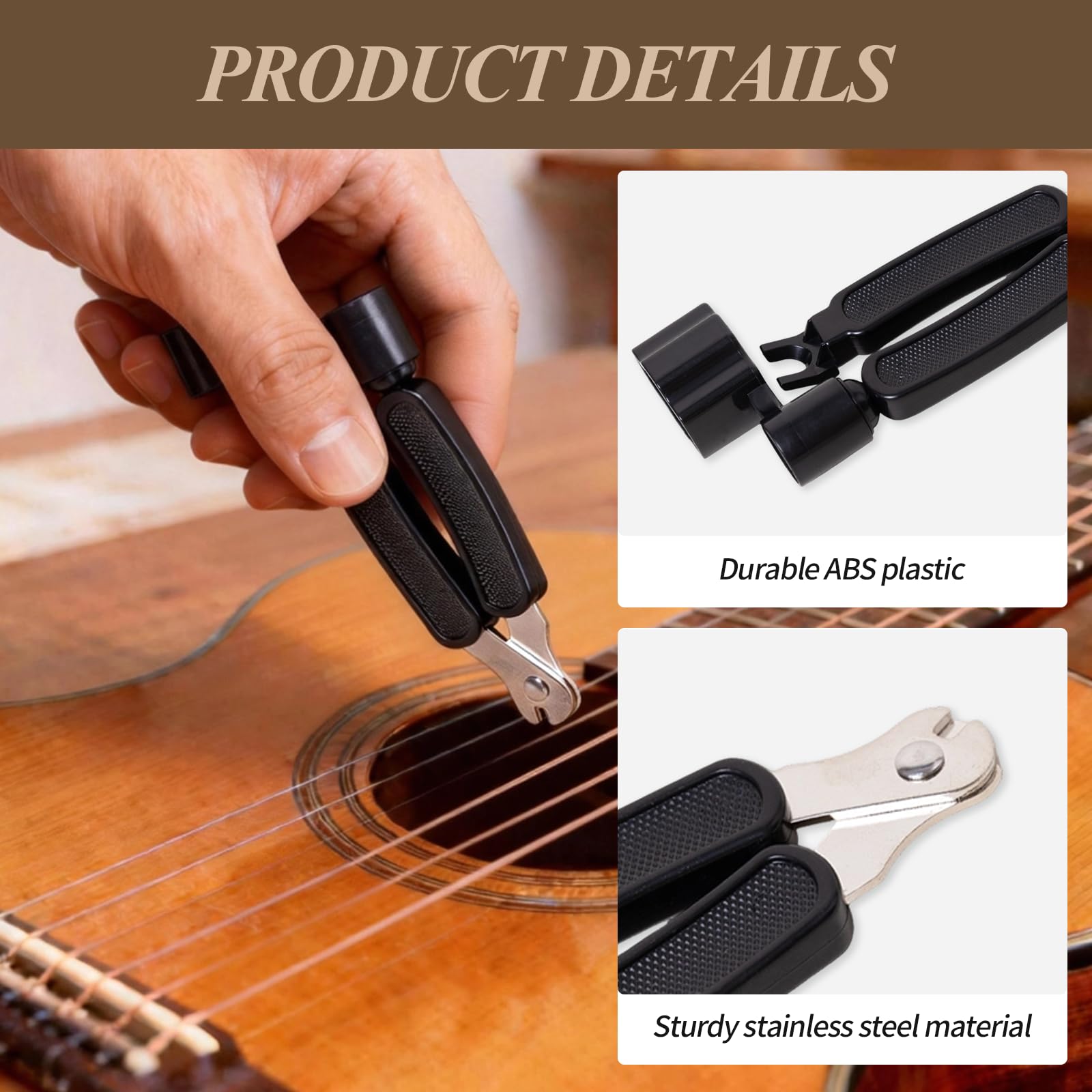 2PCS Guitar String Winder and Cutter Pin Puller,3-in-2 Multi-functional Guitar String Tool for Acoustic Guitar, Electric Guitar, Banjo and More