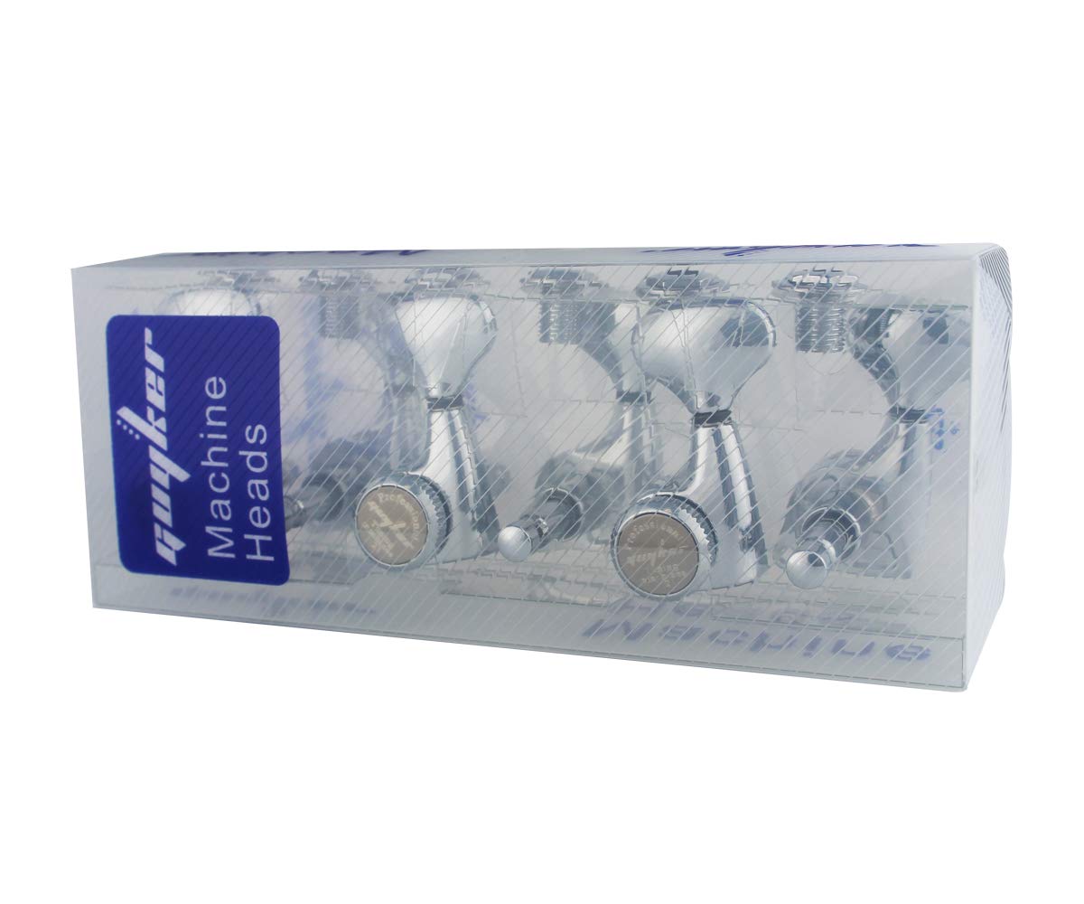 Guyker Guitar Locking Tuners (3L + 3R) – 1:21 Lock String Tuning Key Pegs Machine Head Set Replacement for ST TL SG LP Style Electric, Folk or Acoustic Guitars – Chrome