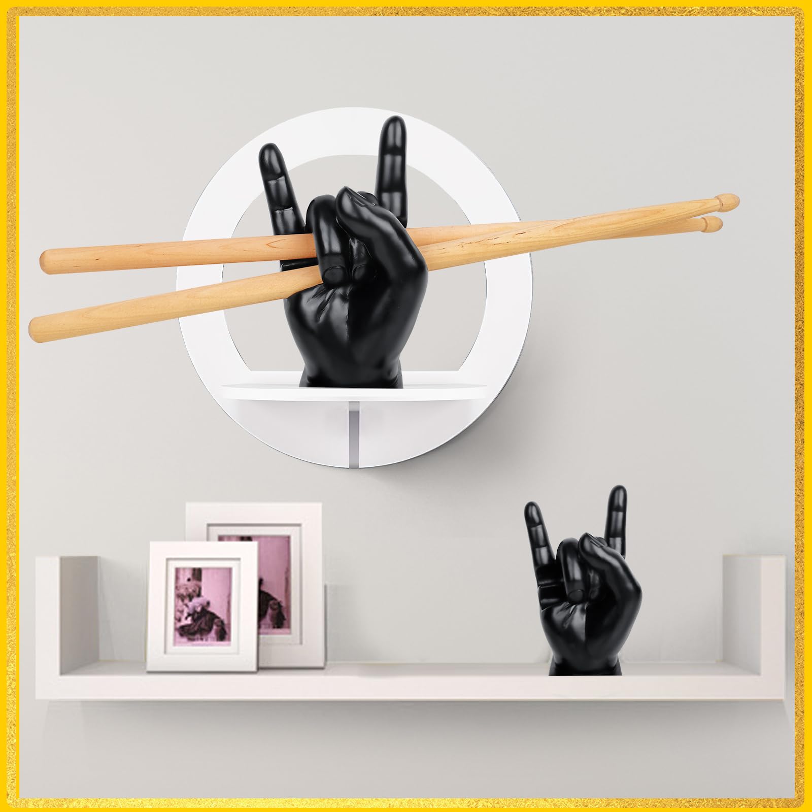 Fasouna 2PCS Drumstick Display Stand Rack, Drum Stick Holder, Wand Display Stand, Gesture Drum Sticks Display Case Funny Gift for Drummer (black)