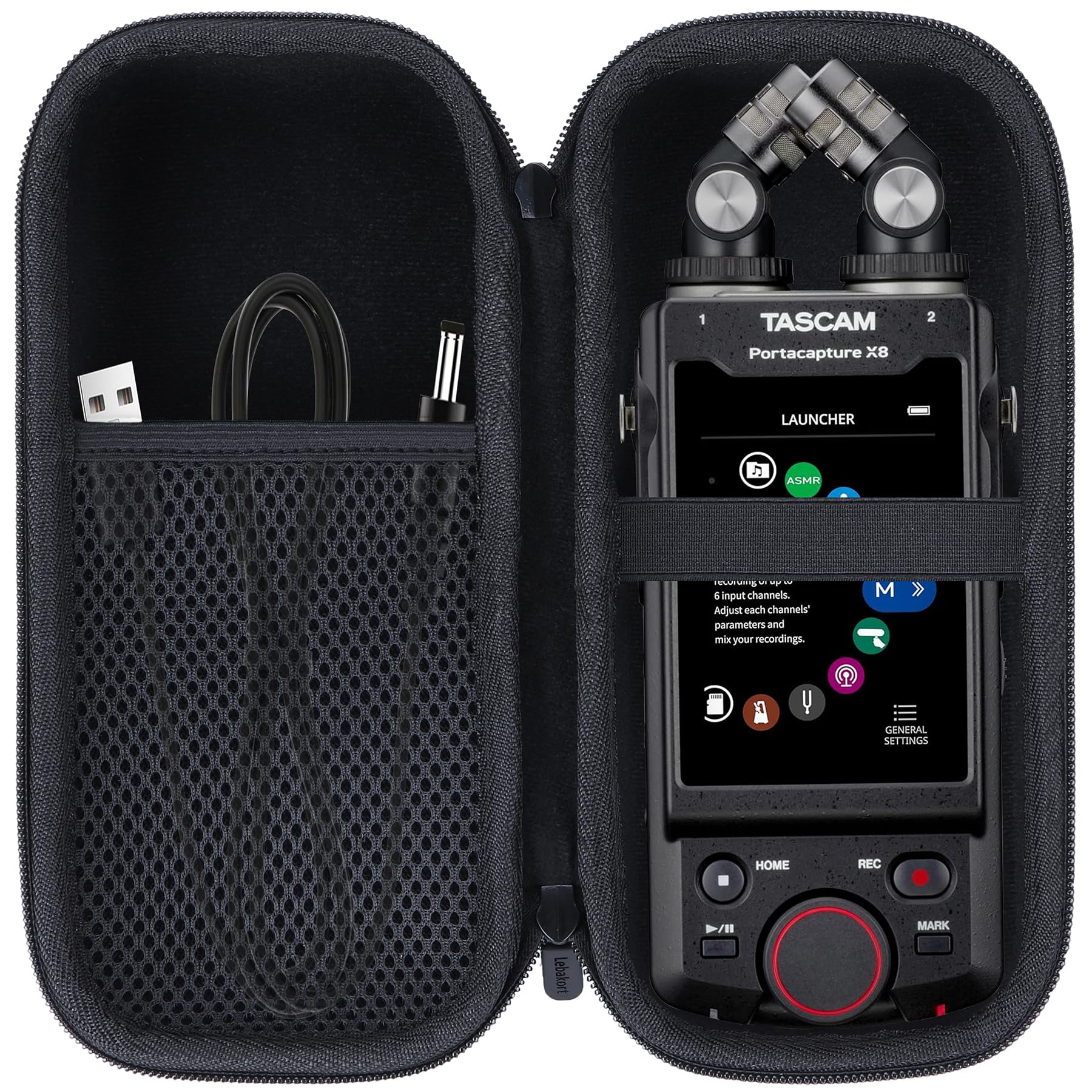 Lebakort Storage Case Compatible with Tascam Portacapture X8 High Resolution Multi-Track Recorder Portable Recorder Field Recorder