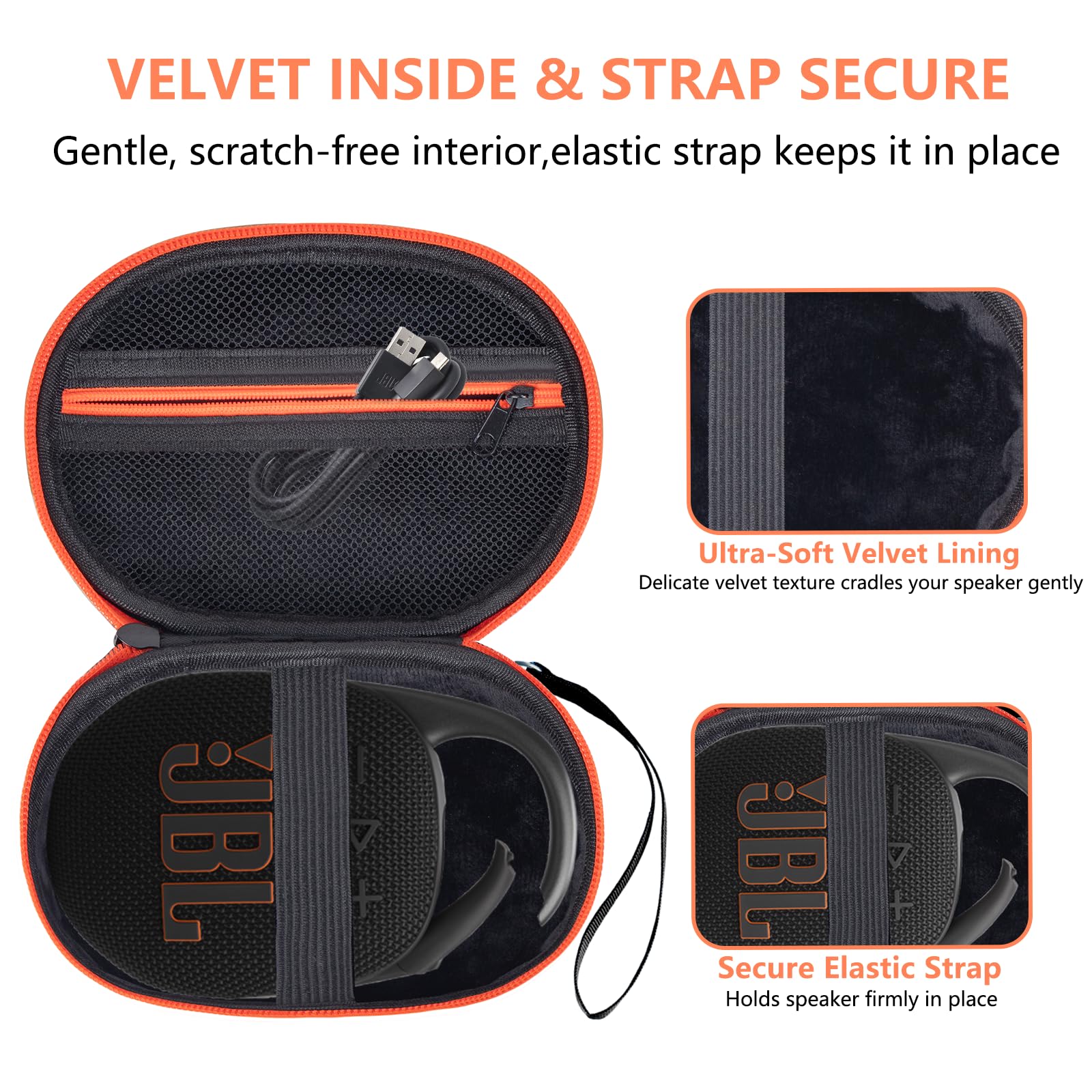 Hoarecal Portable EVA Hard Case for JBL Clip 5 & Clip 4, Waterproof and Dustproof Mini Bluetooth Speaker Carrying Case with Strap for Home, Outdoor and Travel (Black) – Box Only
