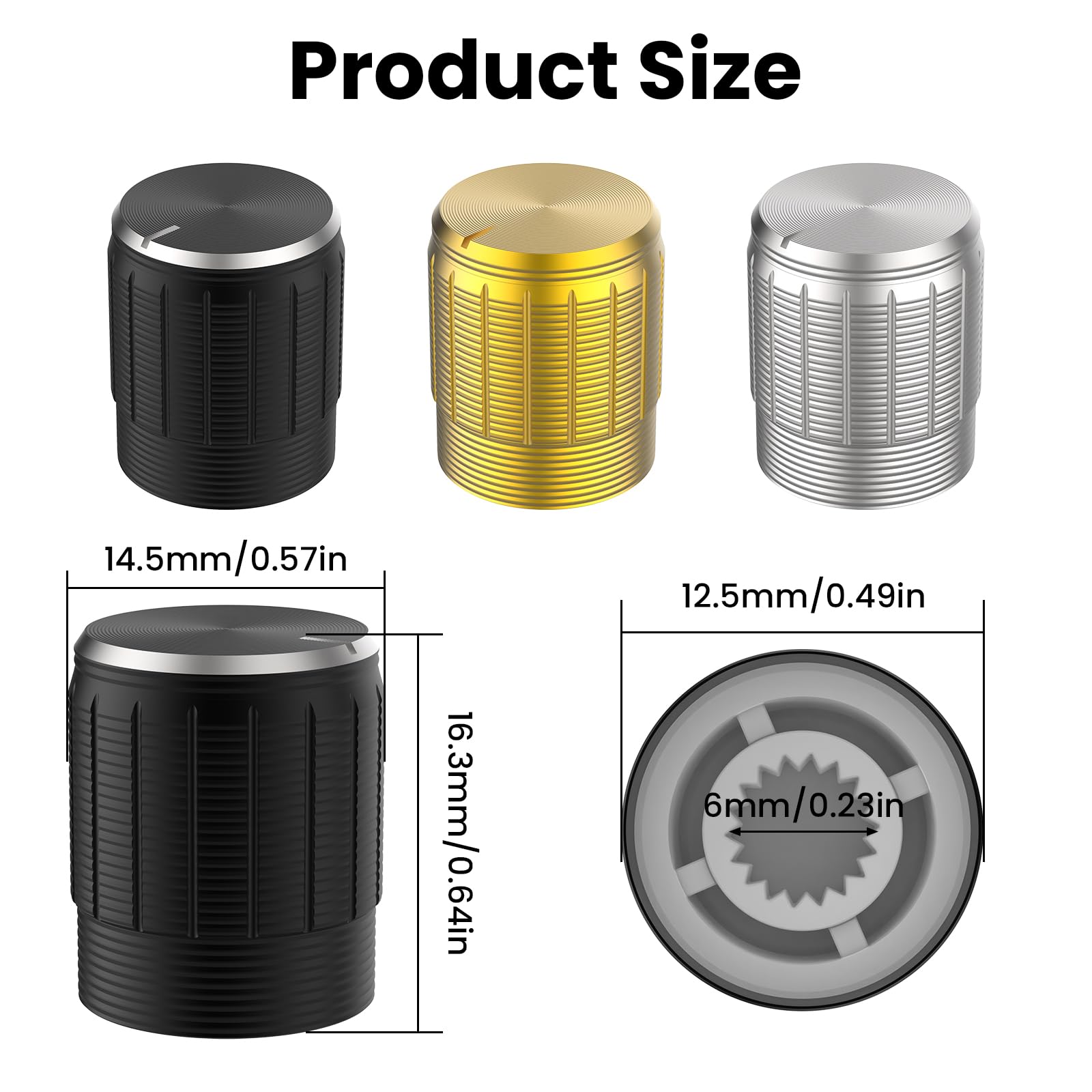 BaYiToo 30 Pcs Potentiometer Control Knobs, 6mm Aluminium Alloy Knob Swicth Replacement for Electric Guitar Volume Tone Knobs