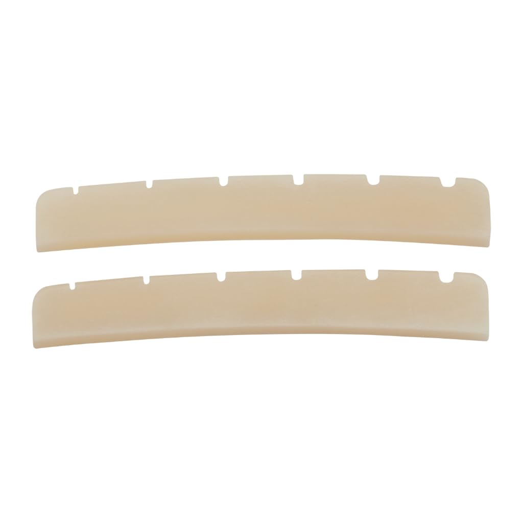 KAISH 2pcs Curved Bottom 9.5″ Radius * 42mm Length True Bone Nut Unbleached Pre-Slotted Bone Nut for Strat/Tele Guitars