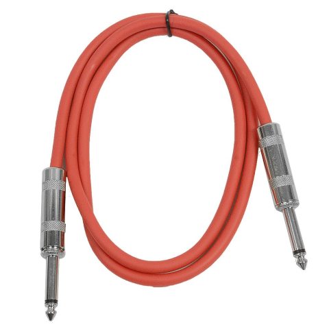 Seismic Audio Speakers Guitar Cables, TS ¼” Guitar Cables, Red, 3 Feet