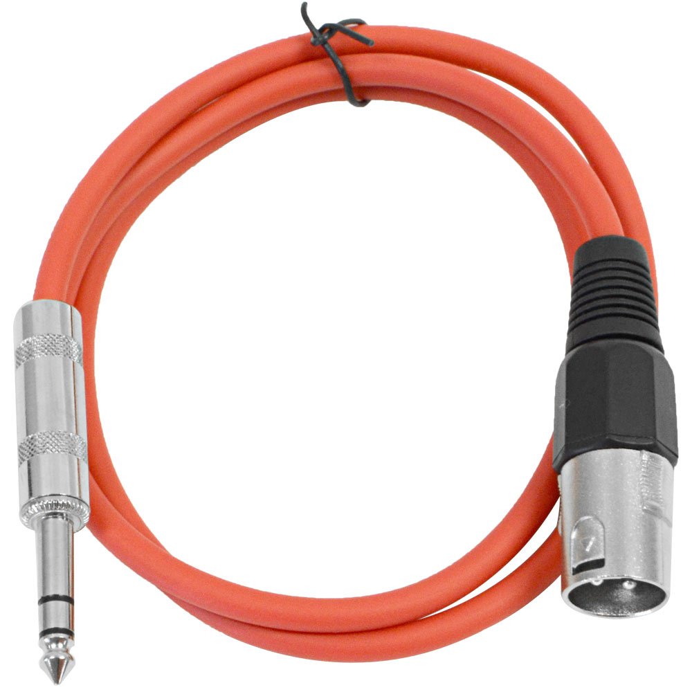 Seismic Audio – SATRXL-M3 – Red 3′ XLR Male to 1/4″ TRS Patch Cable