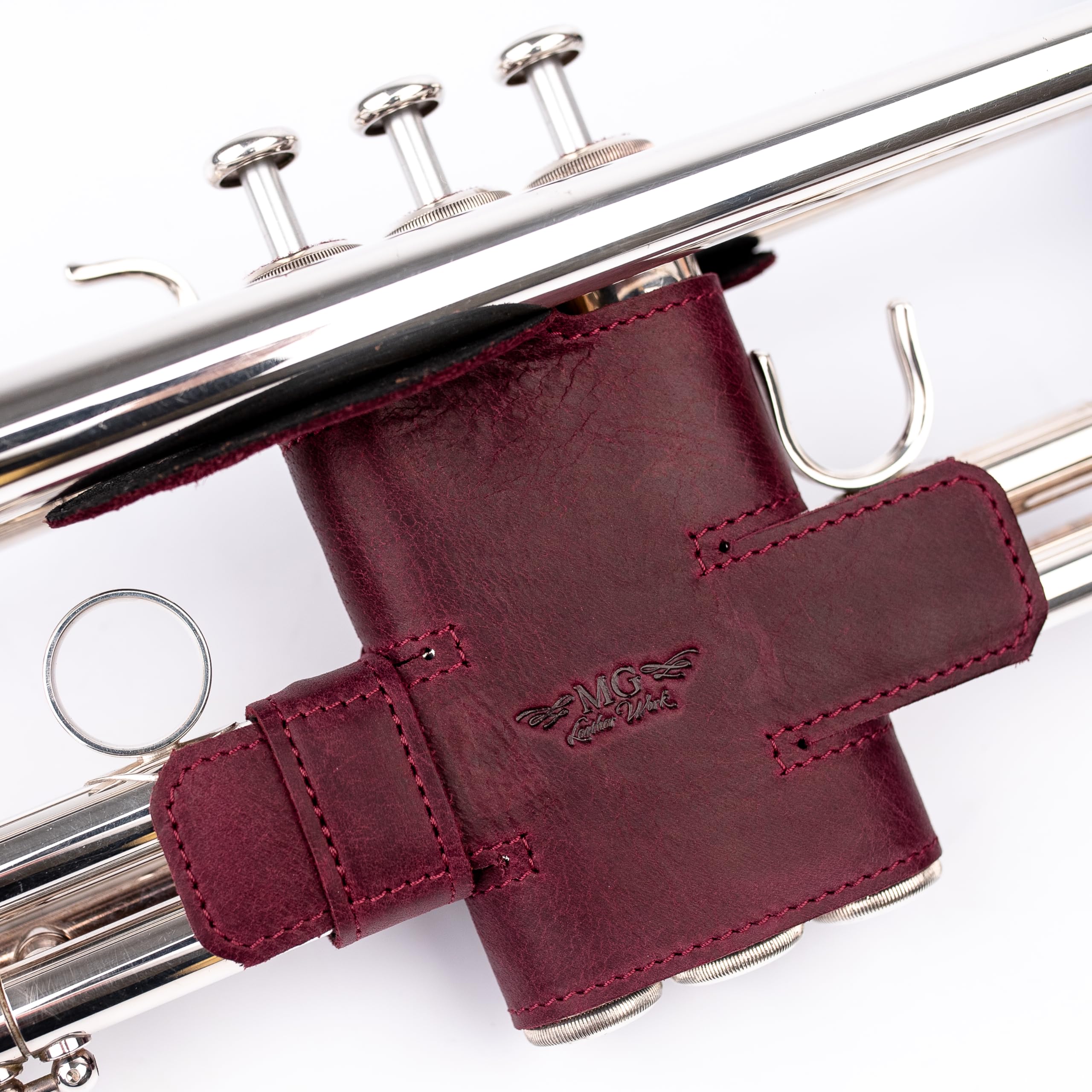 Trumpet Valve Guard XL Genuine Leather Protection Trumpet Valve Cover Valve Wrap (Marsala)