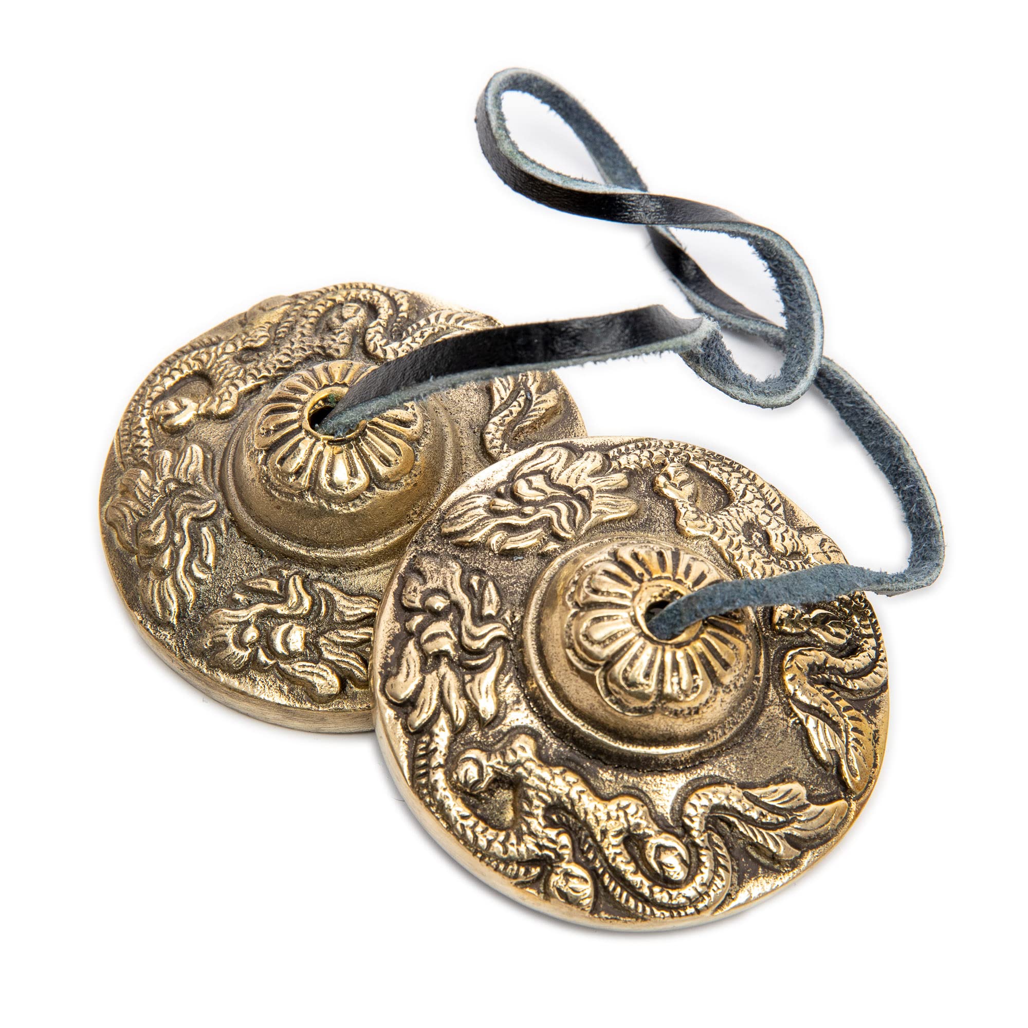 Tingsha Cymbals Bells – Easy To Play – Meditation Mindfulness Chime For Chakra Healing Sound Bath Dharma Gifts Handcrafted Tibetan By Himalayan Bazaar (Dragon Embossed)