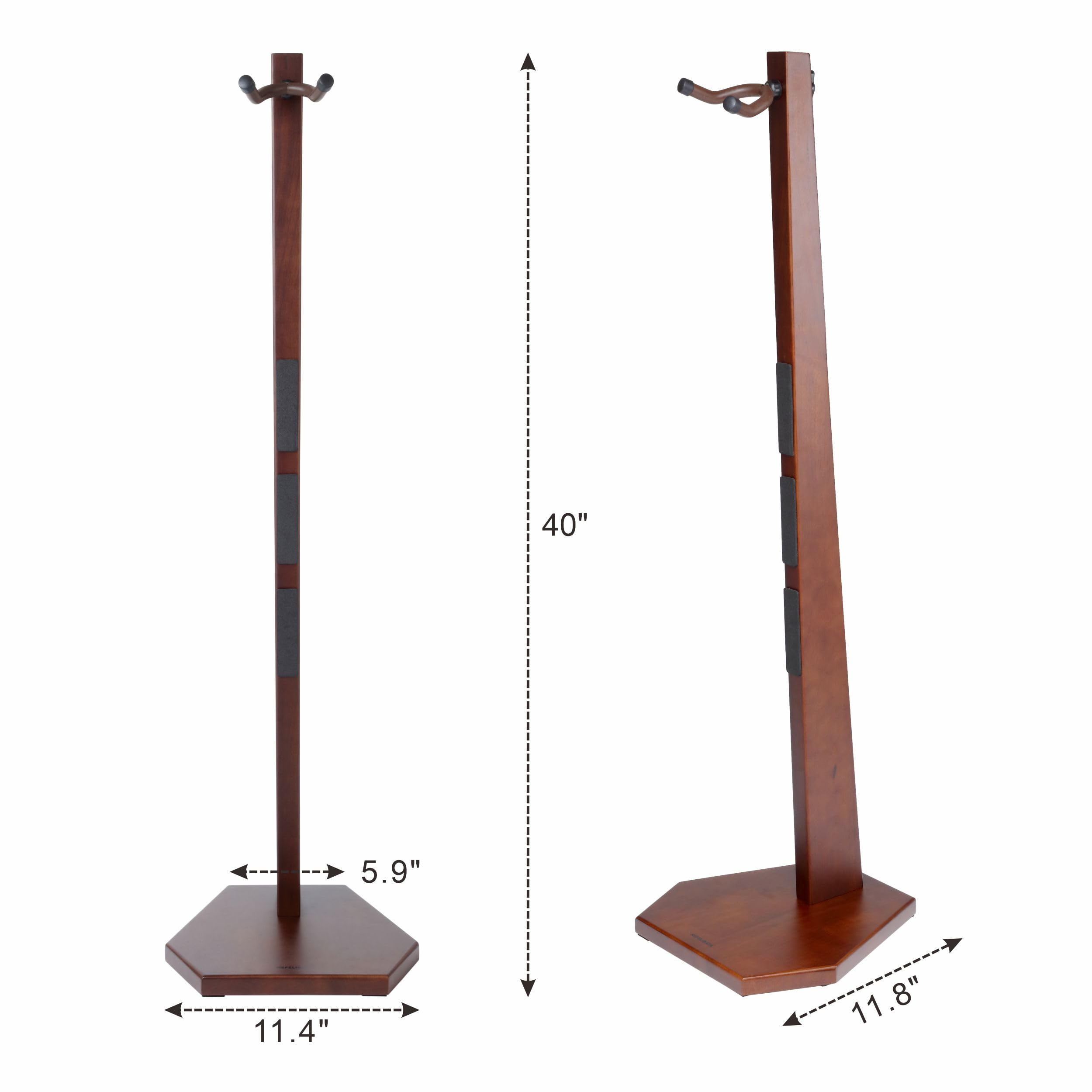 Nefelibata Wooden Guitar Stand – Handmade German Ash Solid Semi-curved Design Wood Stand Floor, Best for Acoustic guitars, Classical guitars, Banjos, Mandolins(Brown)