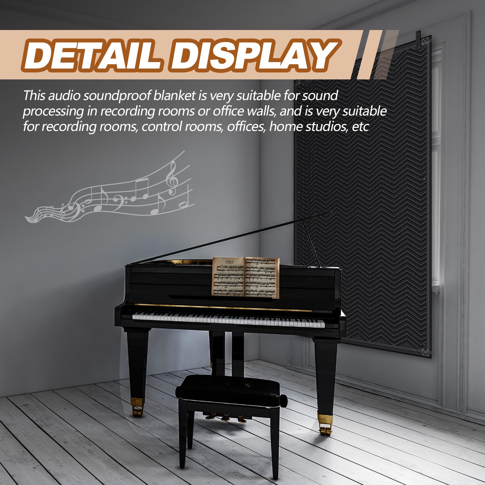 Tudomro 2 Pcs Sound Dampening Blanket Soundproof Blanket Grommeted General Indoor or Outdoor Use(48 x 78 Inches)
