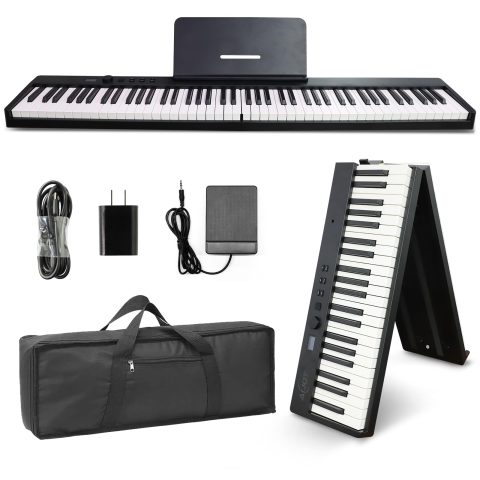 AiJoy 88 Keys Folding Piano keyboard with Colorful Light Up Keyboard Piano