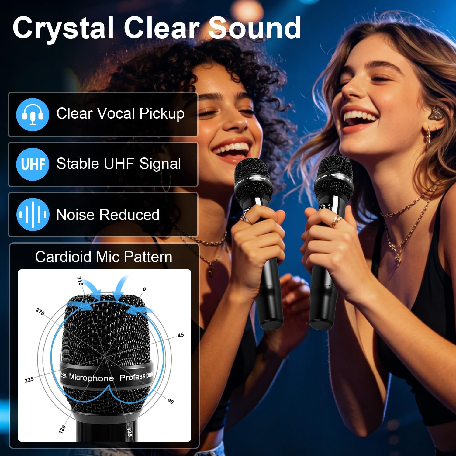 Kaschun Dual UHF Auto Scan Handheld Wireless Microphone System