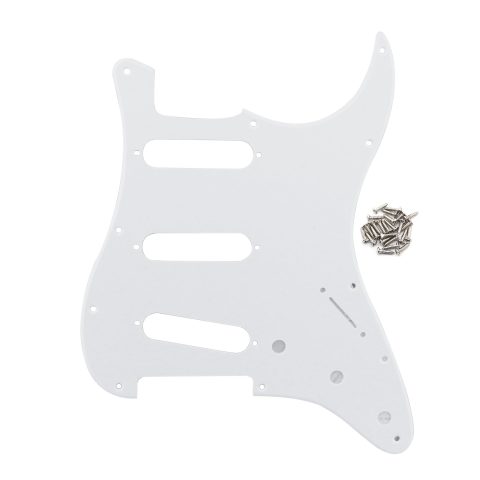 FLEOR 11 Holes ST Style Pickguard SSS Guitar Pickguard Pick Guard Scratchplate with Screws Set,1Ply White
