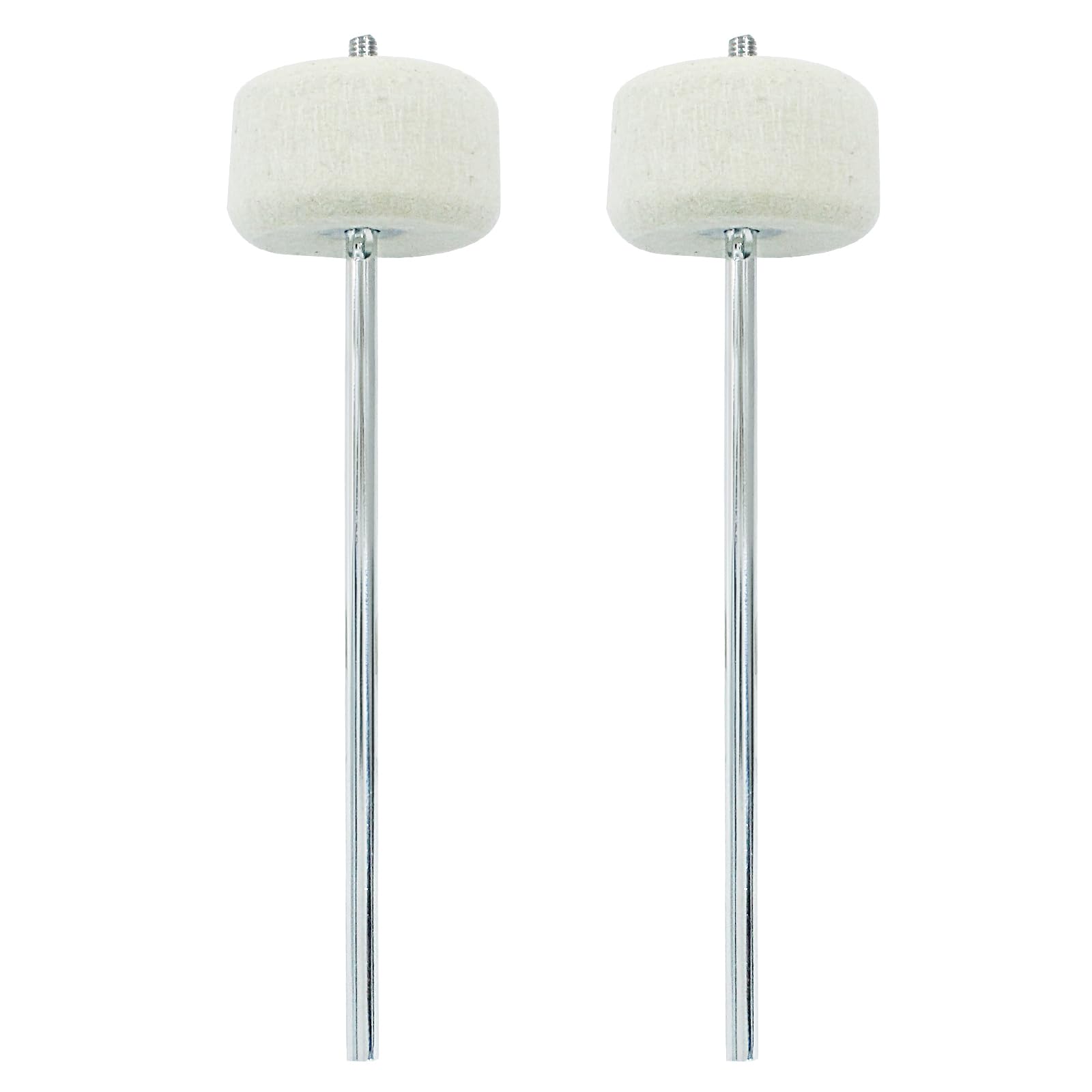 Seimneire 2 Pack White Felt Double Kick Bass Drum Pedal Beater Mallet