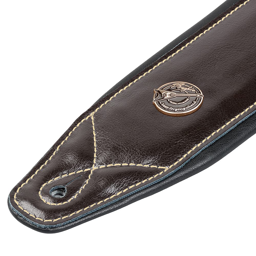 BestSounds Guitar Strap Leather 3 Inch Wide Full Grain Padded Soft Leather Strap for Acoustic, Electric and Bass Guitars