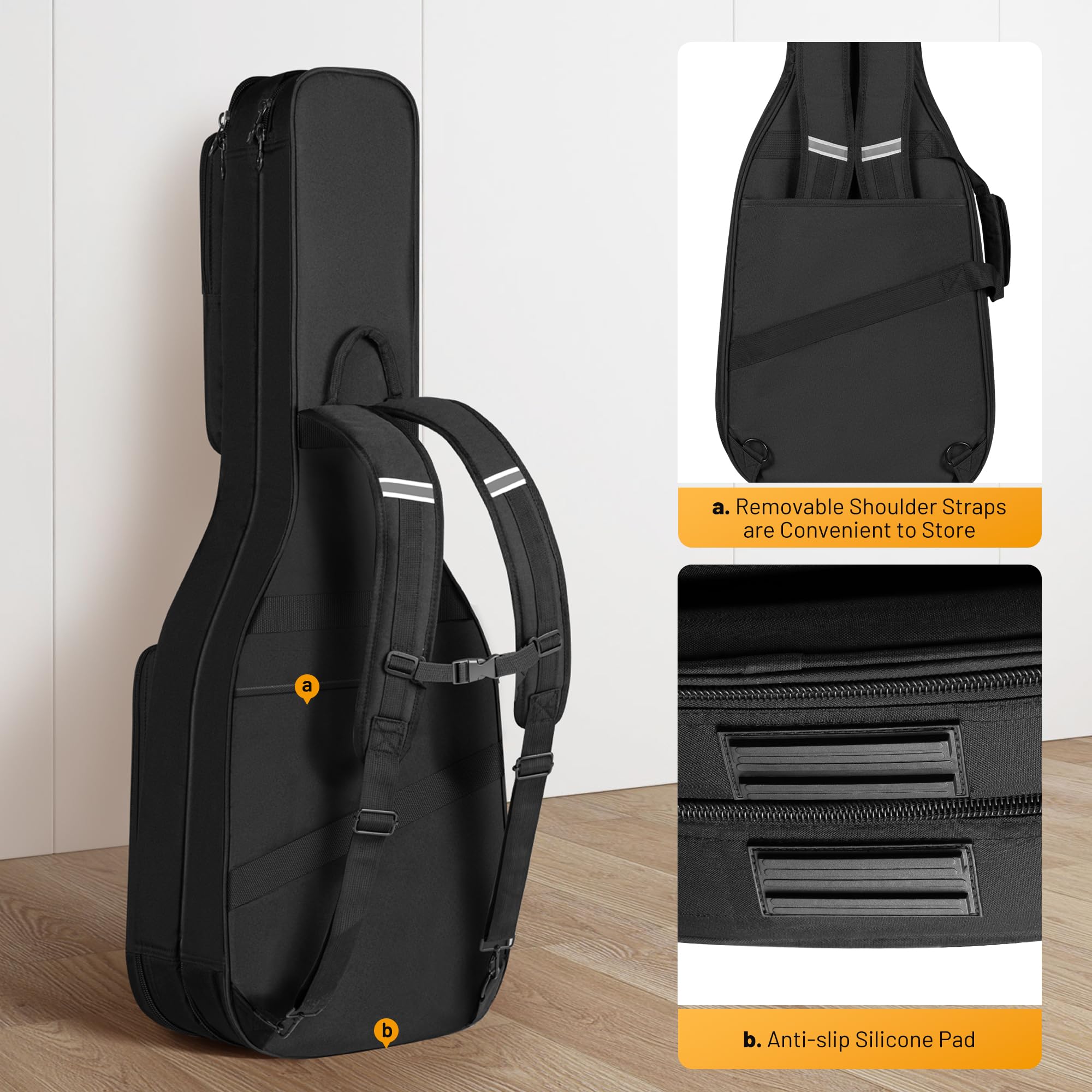 CAHAYA Dual Electric Guitar Gig Bag Padded Soft Guitar Case Backpack Black