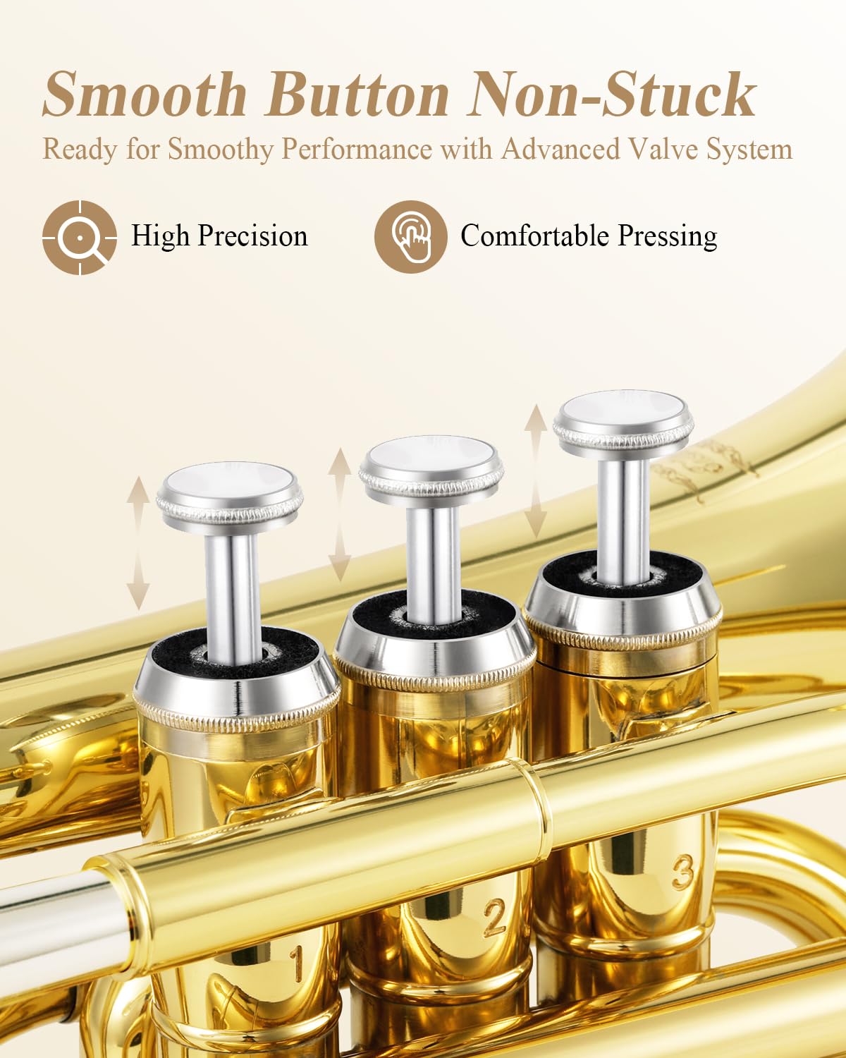 Eastar Bb Pocket Trumpet Brass, Golden, Case Full Kit, ETR-330