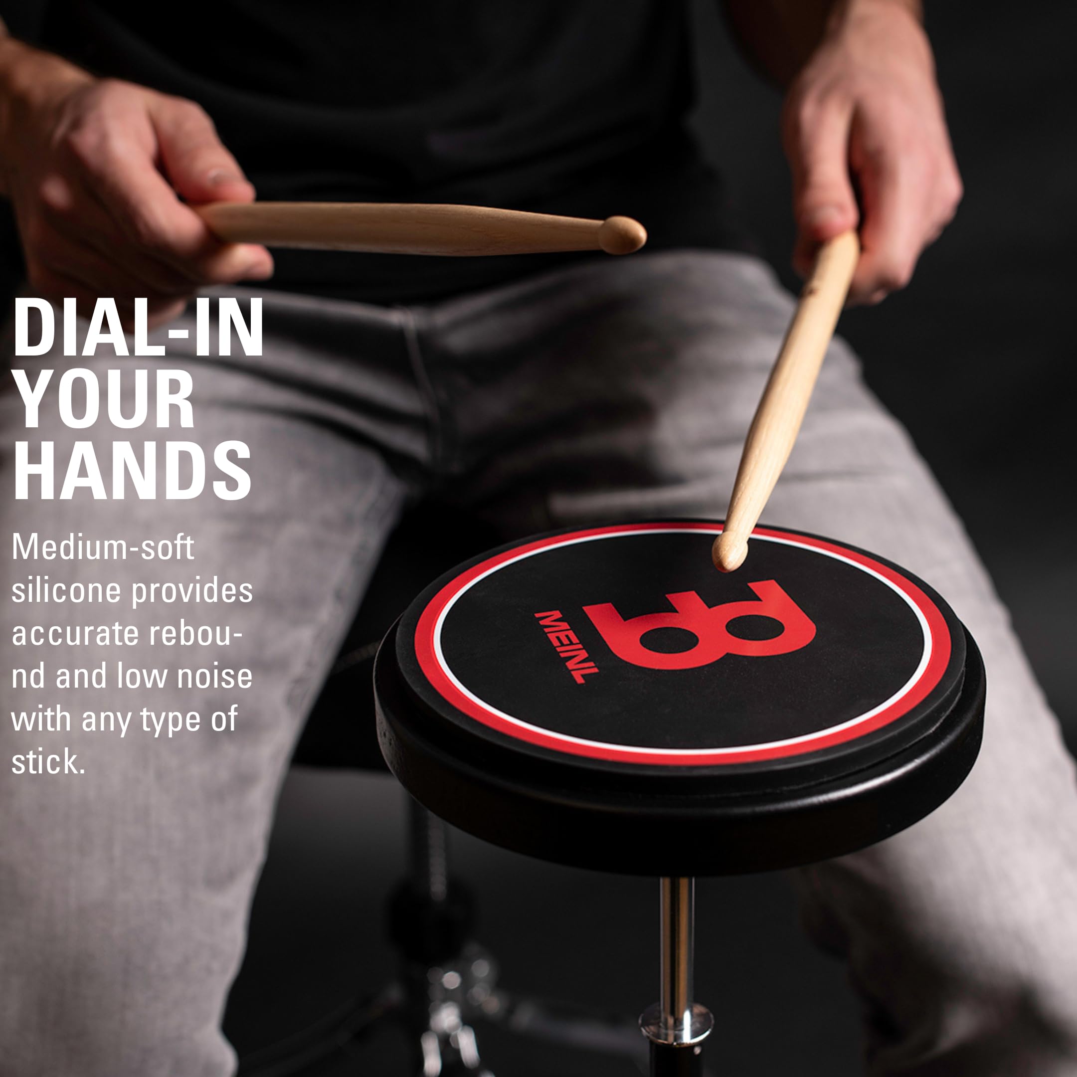 6″ Drum Practice Pad, Silicone — Medium Rebound and Controlled Volume for Speed, Power and Precision, Classic Logo, 2-YEAR WARRANTY