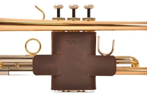 MG Leather Work Trumpet Valve Guard Genuine Leather of protection and comfort (Guard, Dark brown)