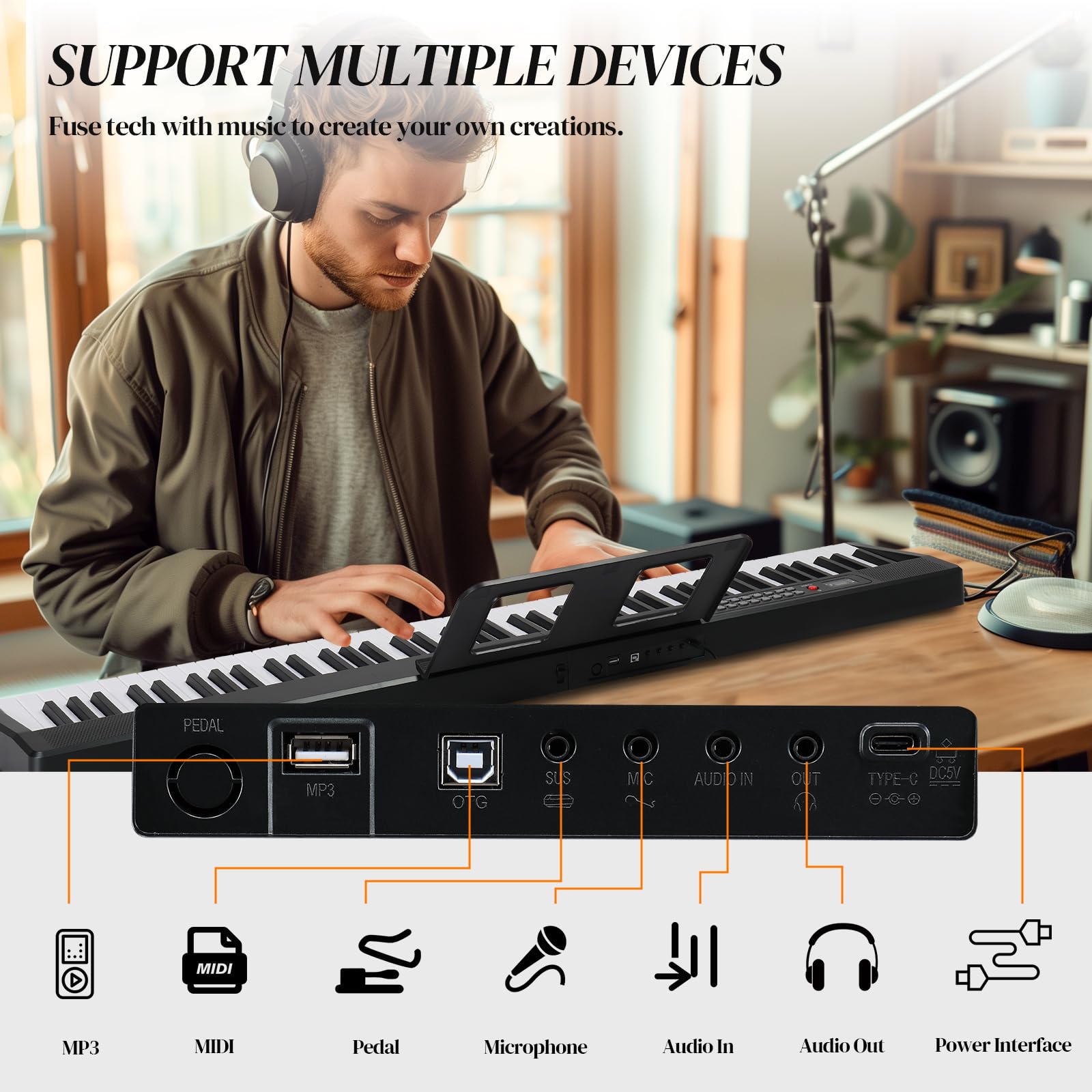 Ktaxon 88 Key Foldable Electronic Keyboard Piano, Electric Piano with Stand
