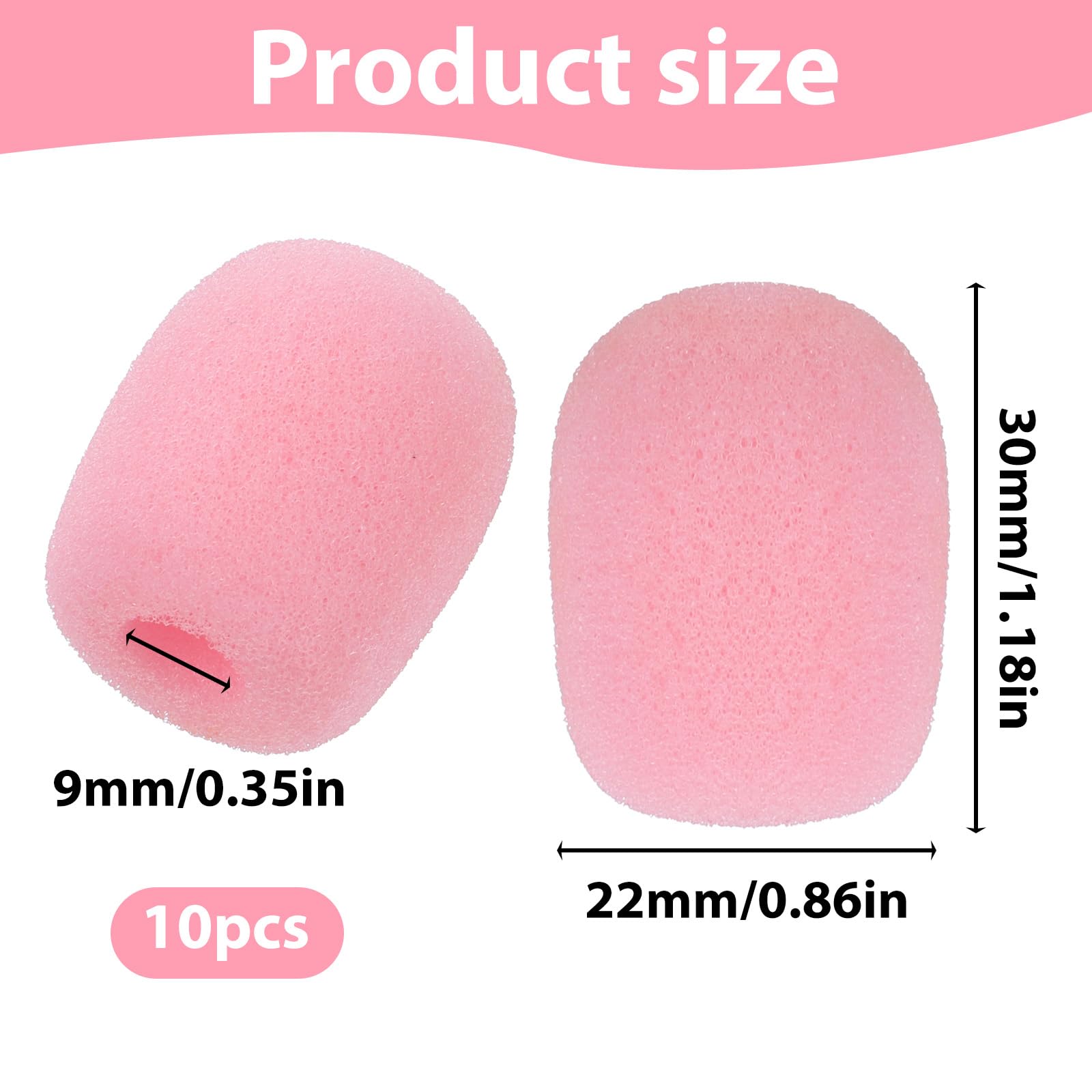 10 Pcs Pink Microphone Windscreen Covers Foam High Density Headset Mic Foam Cover High Density Lapel Headset Microphone Windscreen